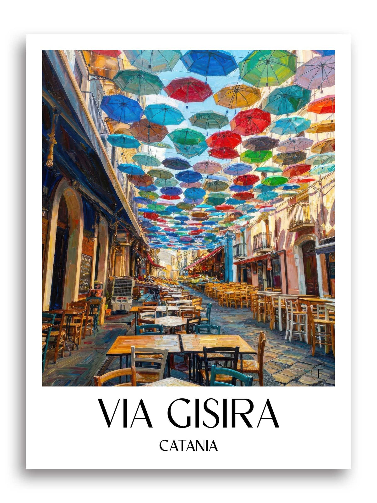 Via Gisira Poster - Catania - Italien Kunstdruck - Ölgemälde von A4 bis A1 - favplace