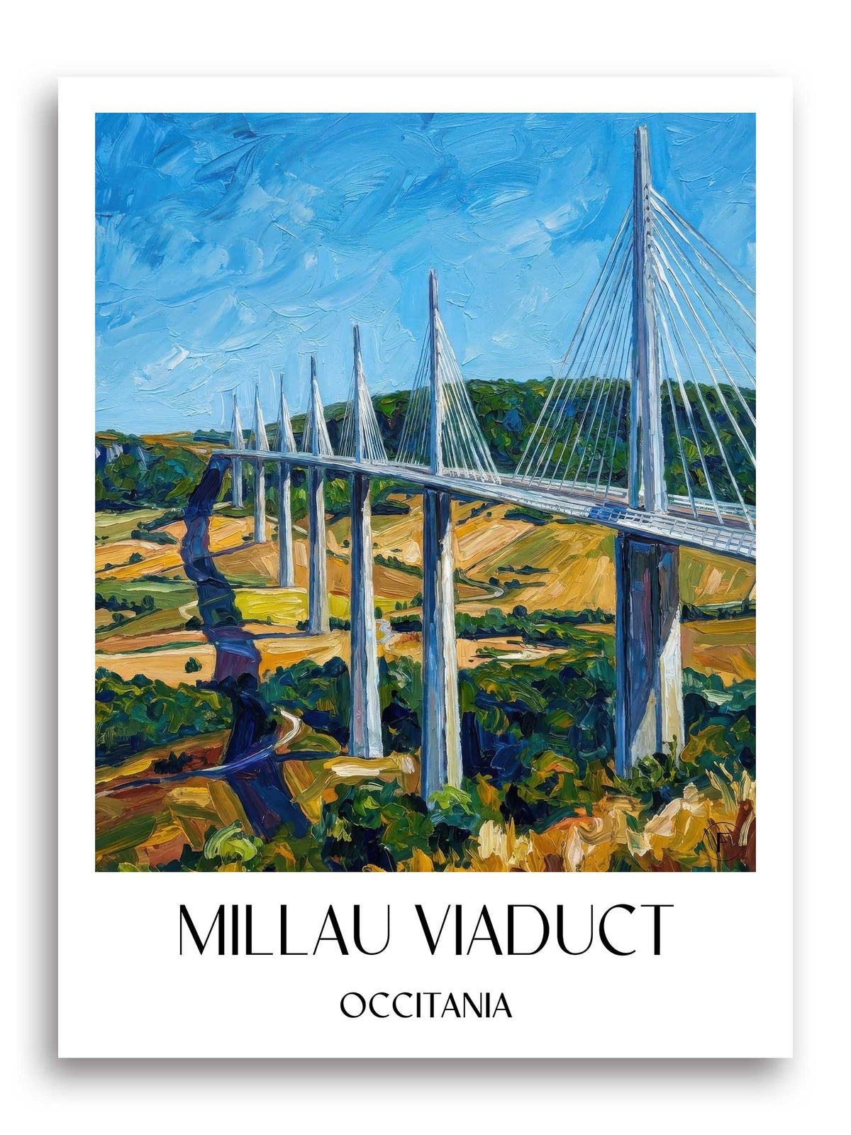 Viaduc de Millau Poster - Okzitanien - Frankreich Kunstdruck - Ölgemälde von A4 bis A1 - favplace