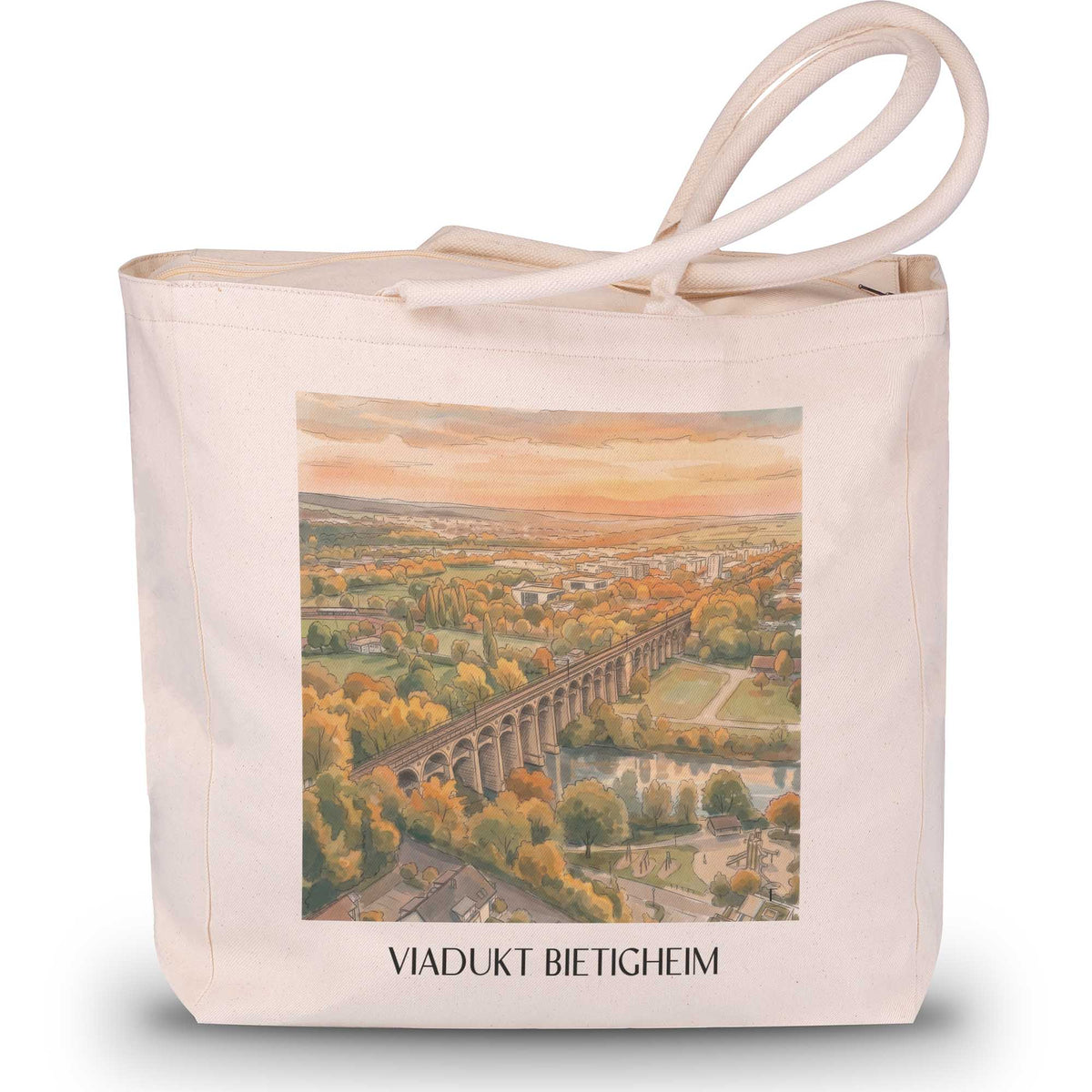 viadukt-bietigheim-württemberg-deutschland-einkaufstasche-aquarell