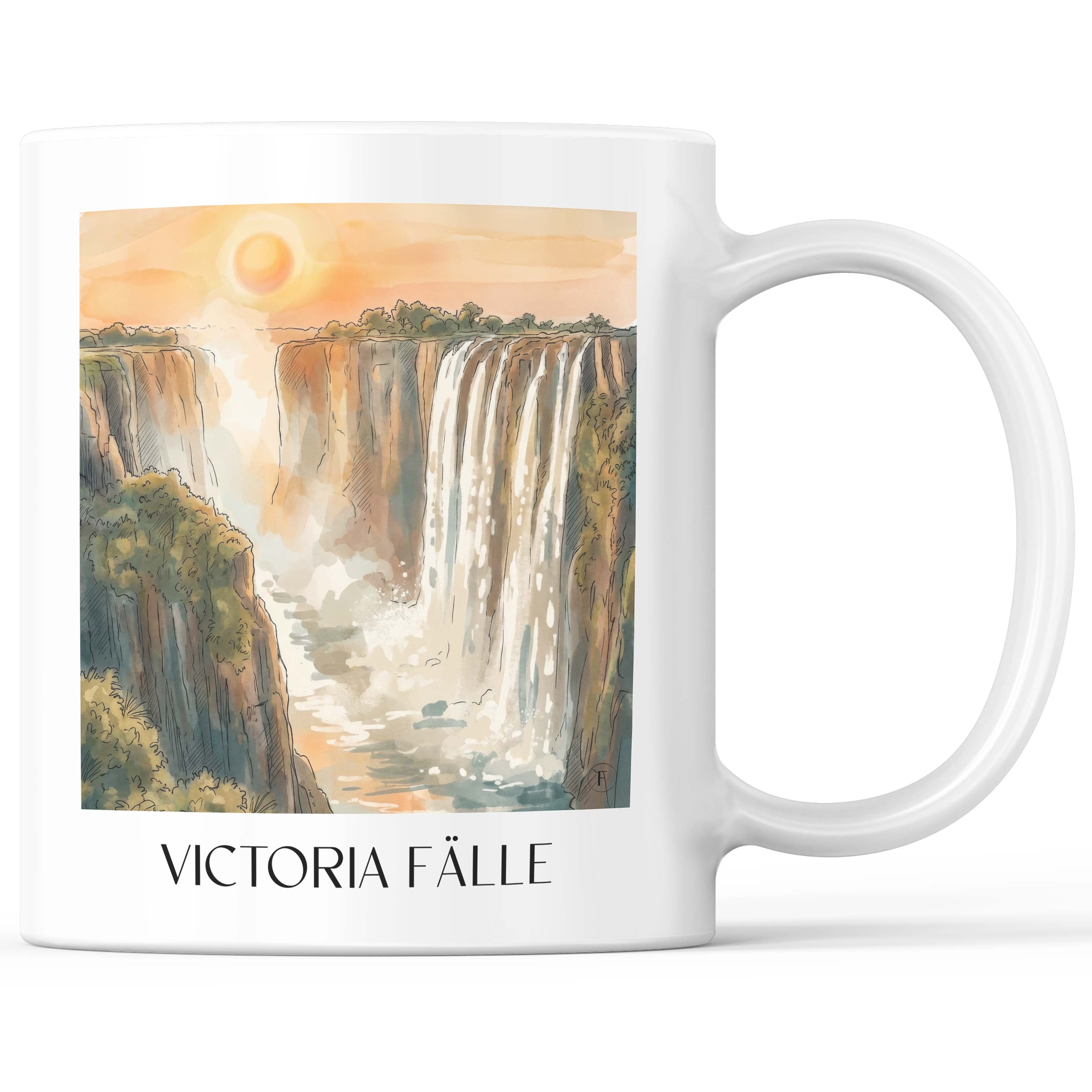 Victoria Fälle Becher - Kaffeetasse im Aquarell Stil - favplace