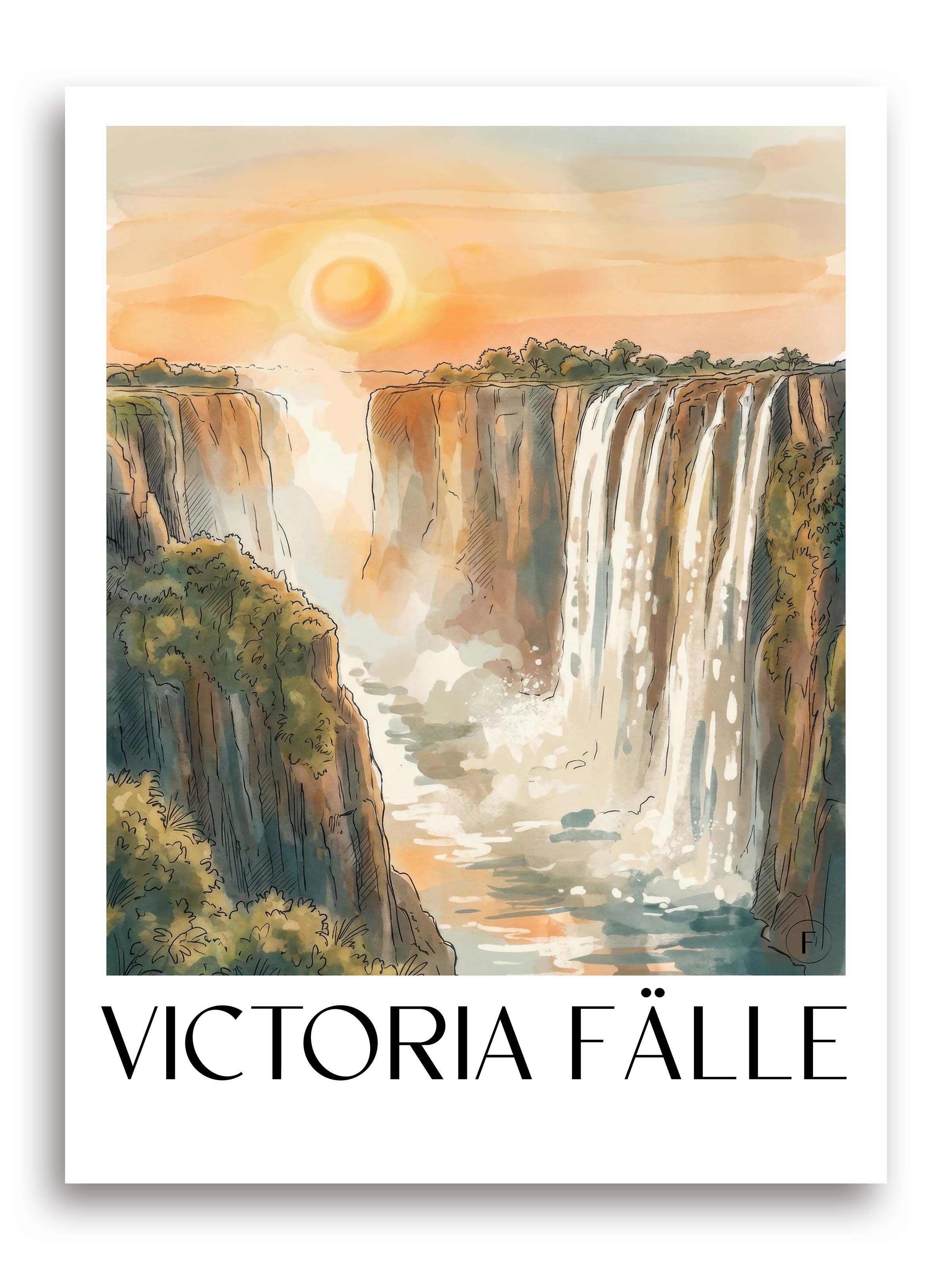 victoria-fälle-poster-aquarell