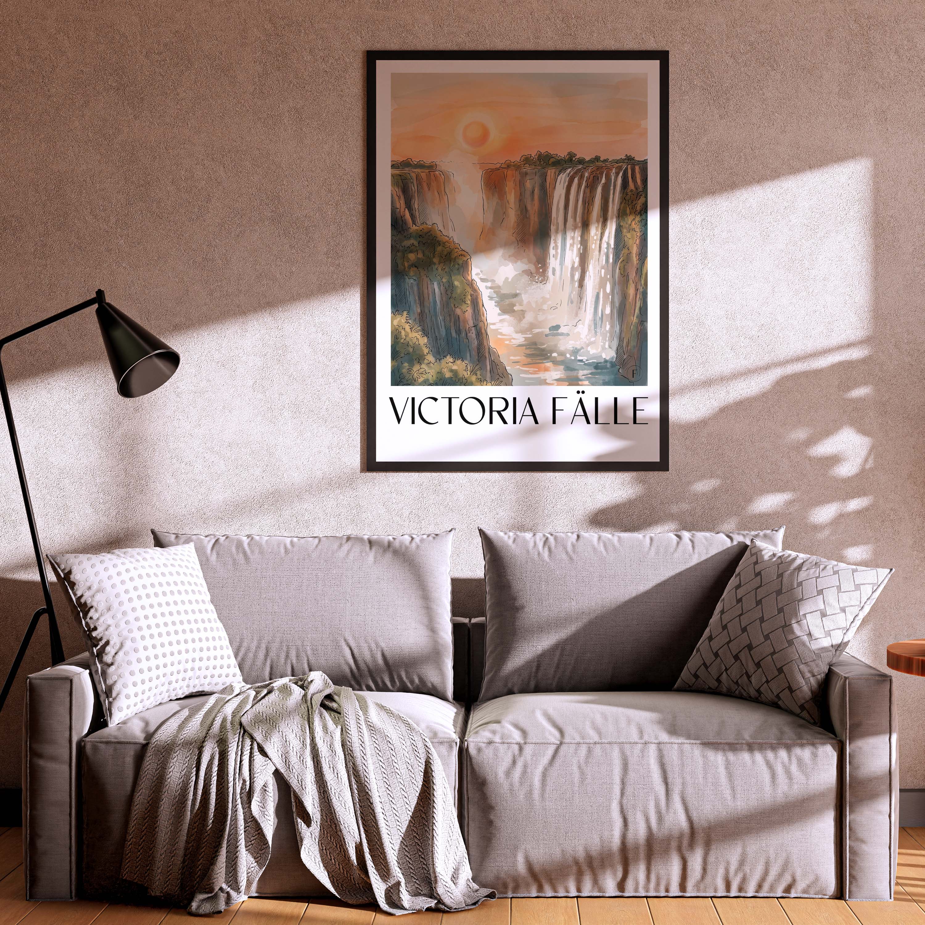 victoria-fälle-poster-aquarell