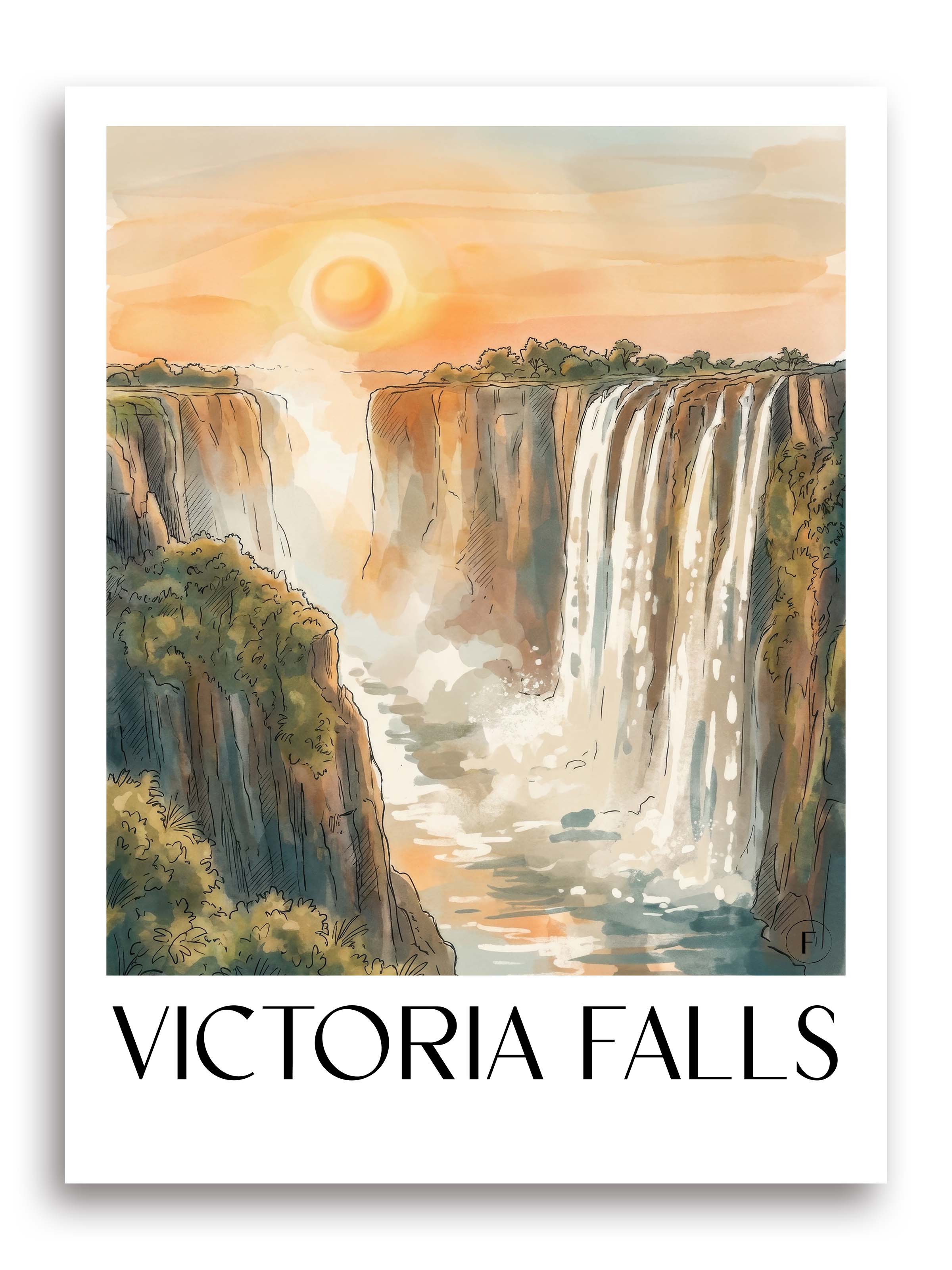 Victoria Fälle Poster - Kunstdruck - Aquarell von A4 bis A1 - favplace