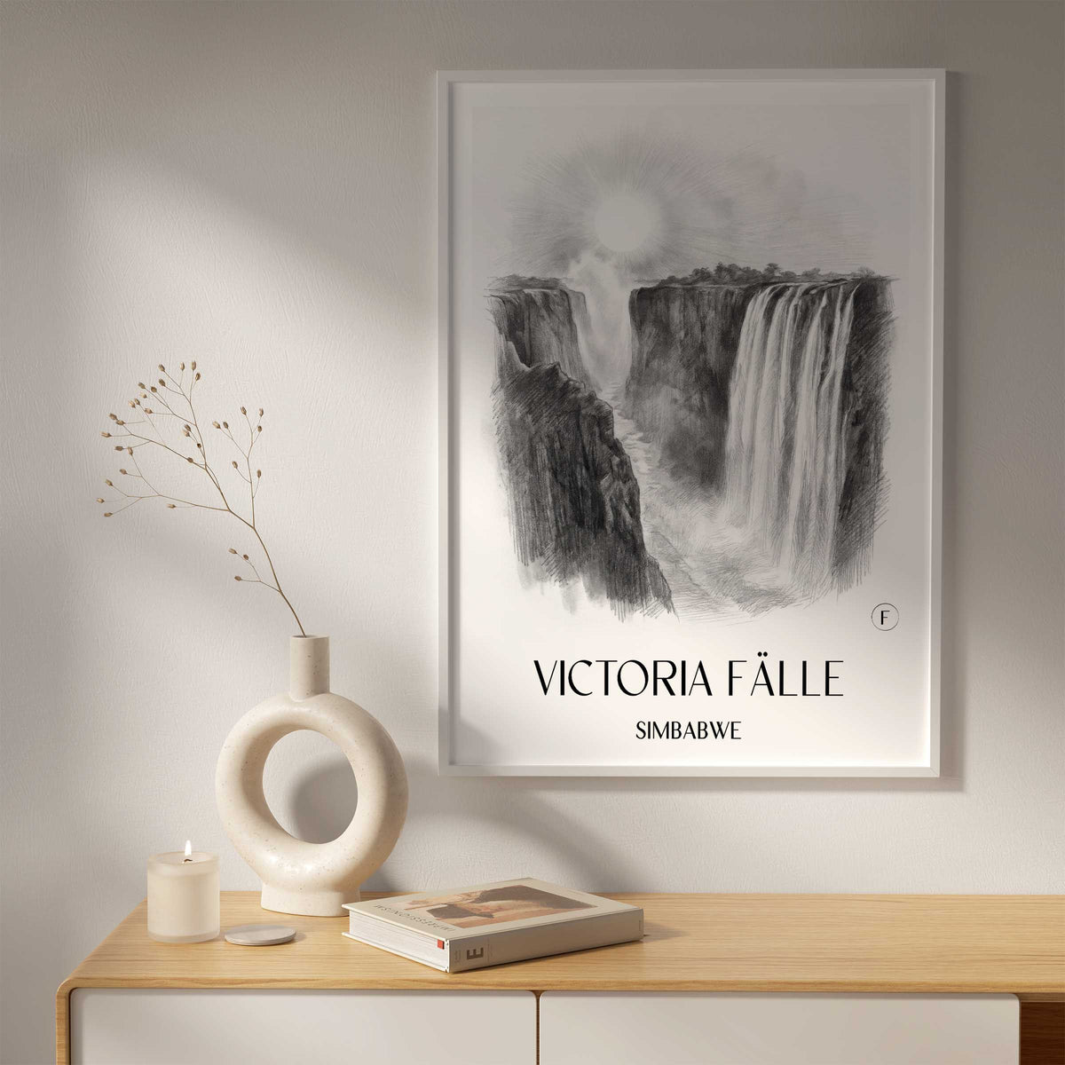 victoria-fälle-simbabwe-poster-bleistift-zeichnung-drawing