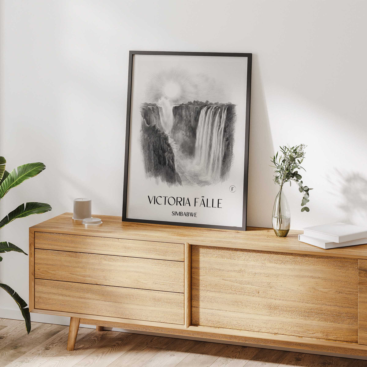 victoria-fälle-simbabwe-poster-bleistift-zeichnung-drawing
