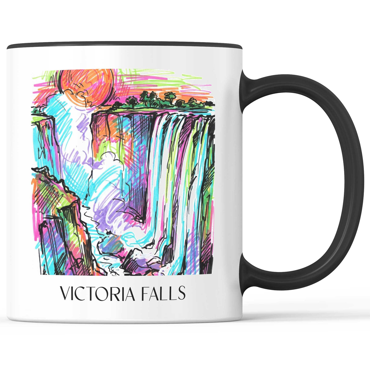 Victoria Fälle - Simbabwe Becher - Kaffeetasse im Tag Graffiti Stil - favplace