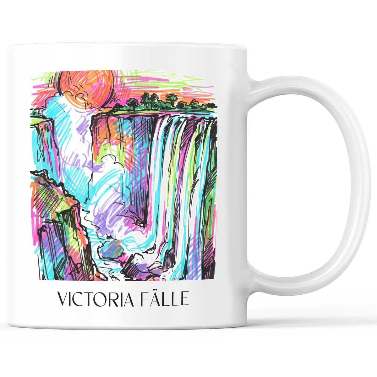 Victoria Fälle - Simbabwe Becher - Kaffeetasse im Tag Graffiti Stil - favplace
