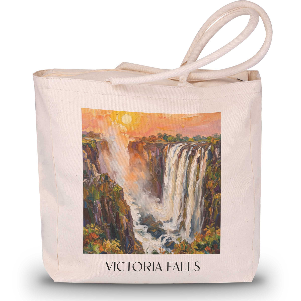 Victoria Fälle - Simbabwe Tote Bag - Einkaufstasche im Ölgemälde Stil - favplace