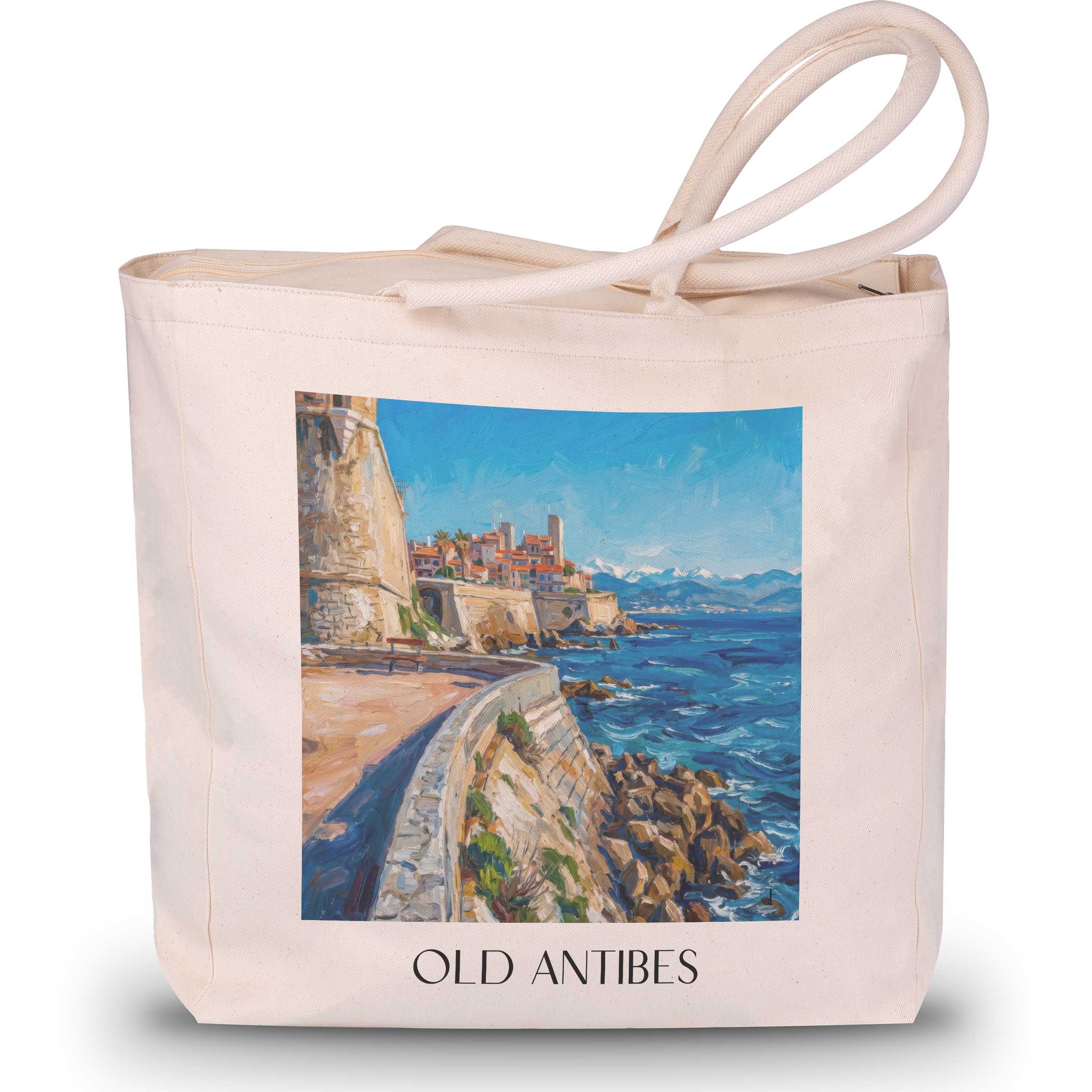 Vieil Antibes Shopping Tasche - Côte d´Azur - Frankreich Tote Bag - Einkaufstasche im Ölgemälde Stil - favplace