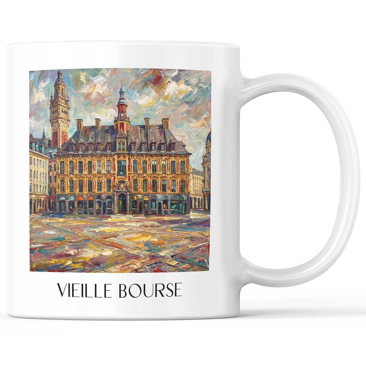 Vieille Bourse Kaffeebecher - Lille - Frankreich Becher - Kaffeetasse im Ölgemälde Stil - favplace
