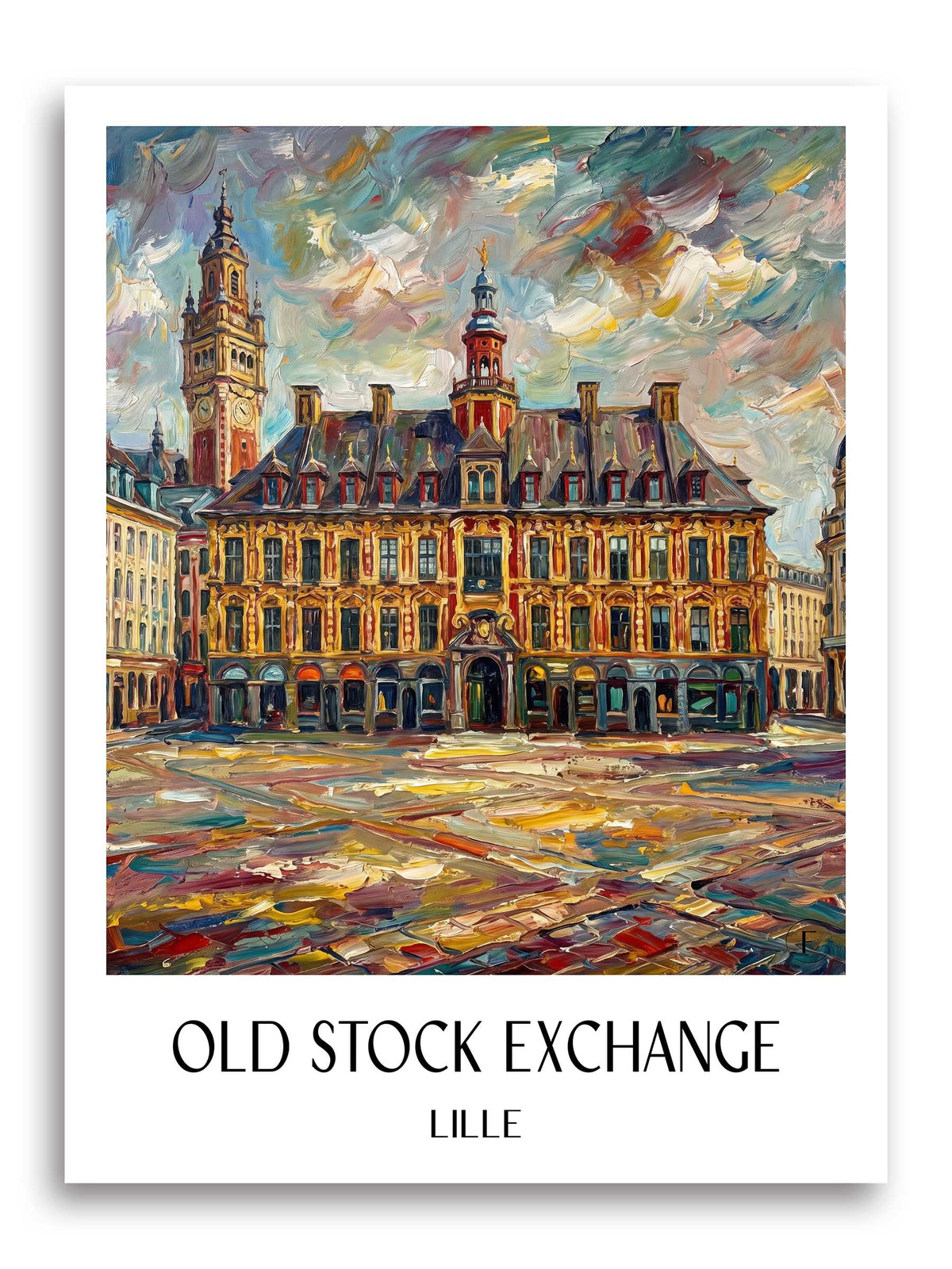 Vieille Bourse Poster - Lille - Frankreich Kunstdruck - Ölgemälde von A4 bis A1 - favplace