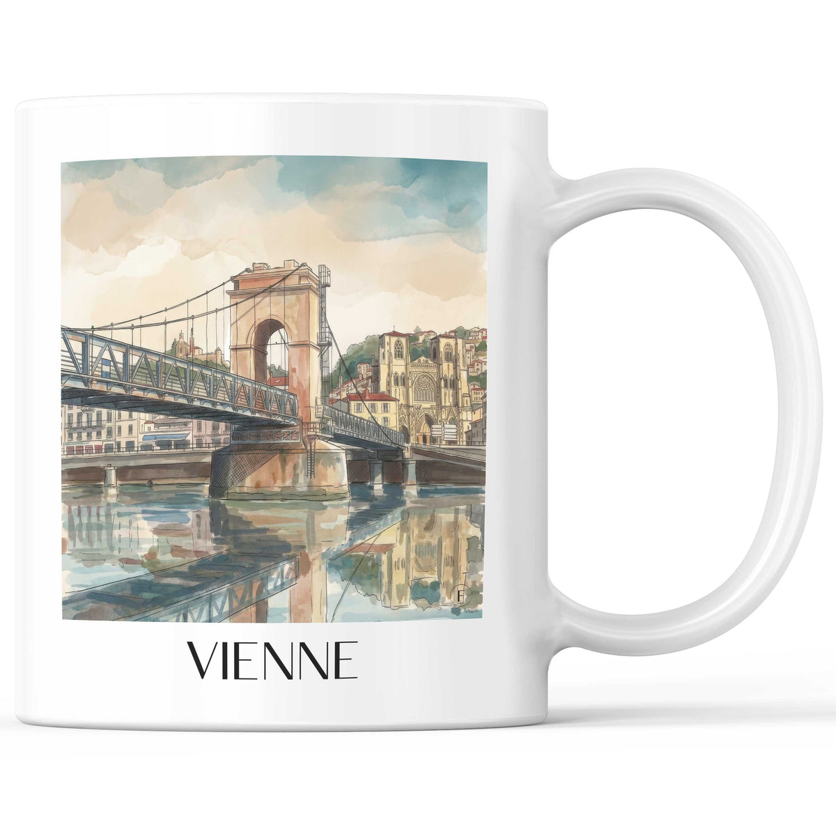 Vienne Kaffeebecher - Isère - Frankreich Becher - Kaffeetasse im Aquarell Stil - favplace
