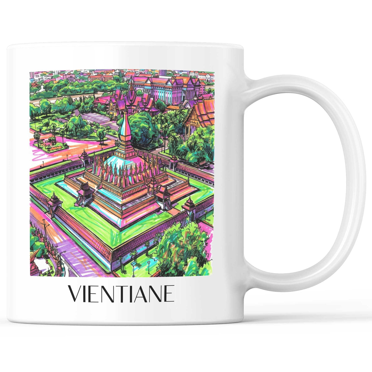 Vientiane - Laos Becher - Kaffeetasse im Tag Graffiti Stil - favplace