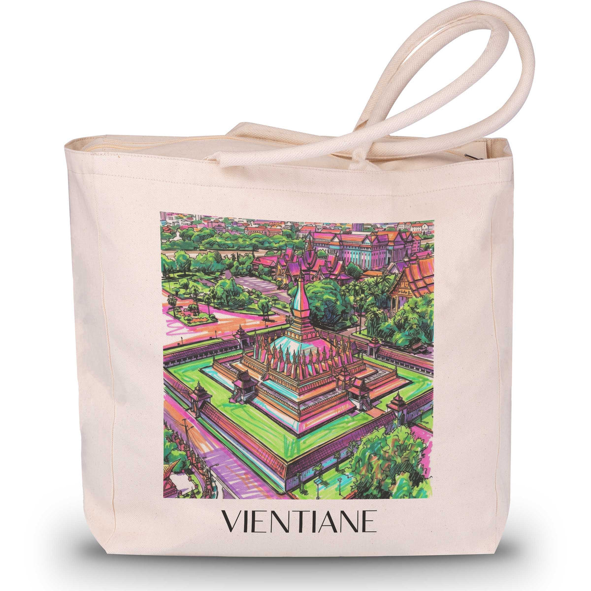 Vientiane - Laos Tote Bag - Einkaufstasche im Tag Graffiti Stil - favplace