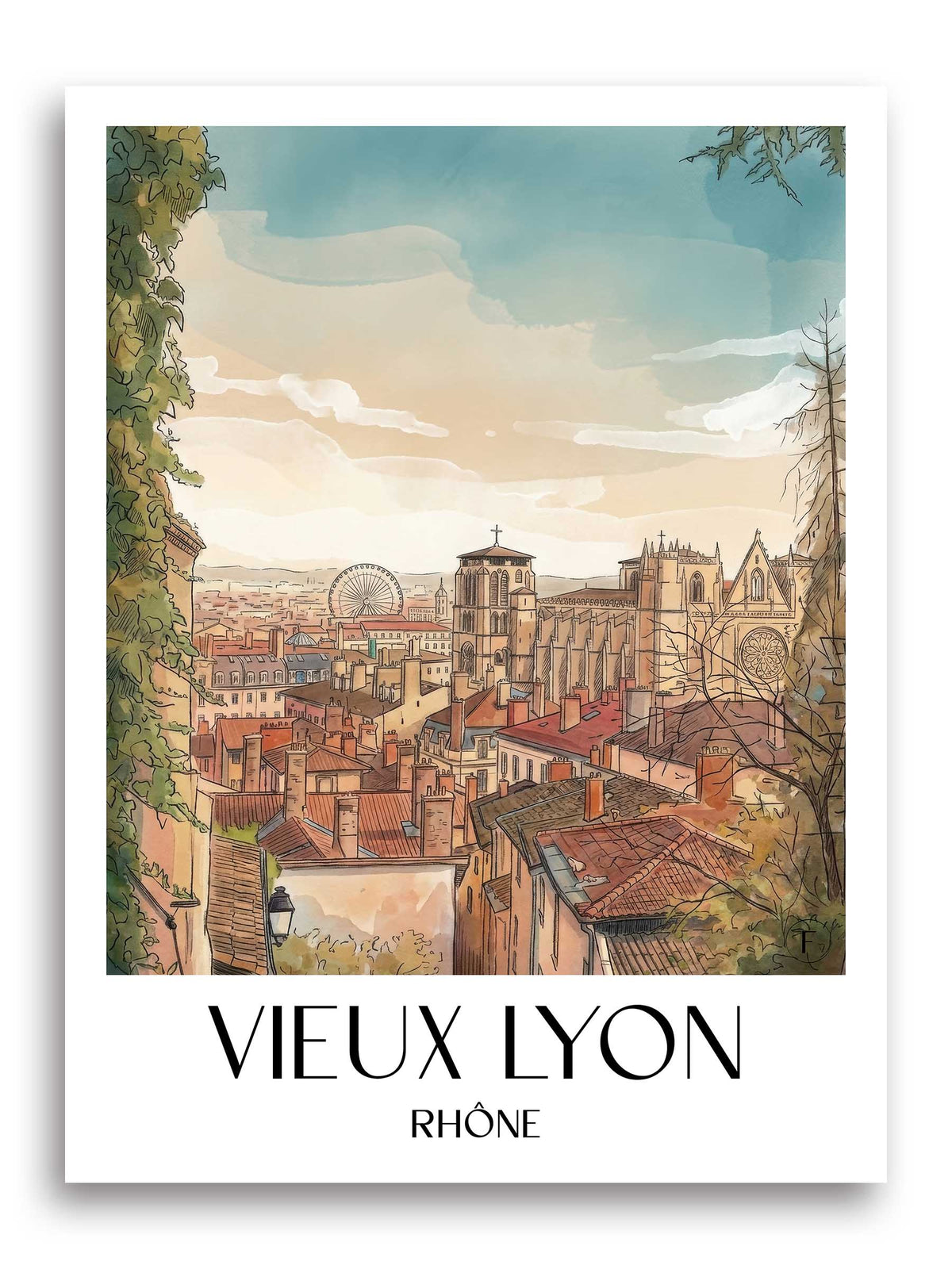 vieux-lyon-rhône-frankreich-poster-aquarell