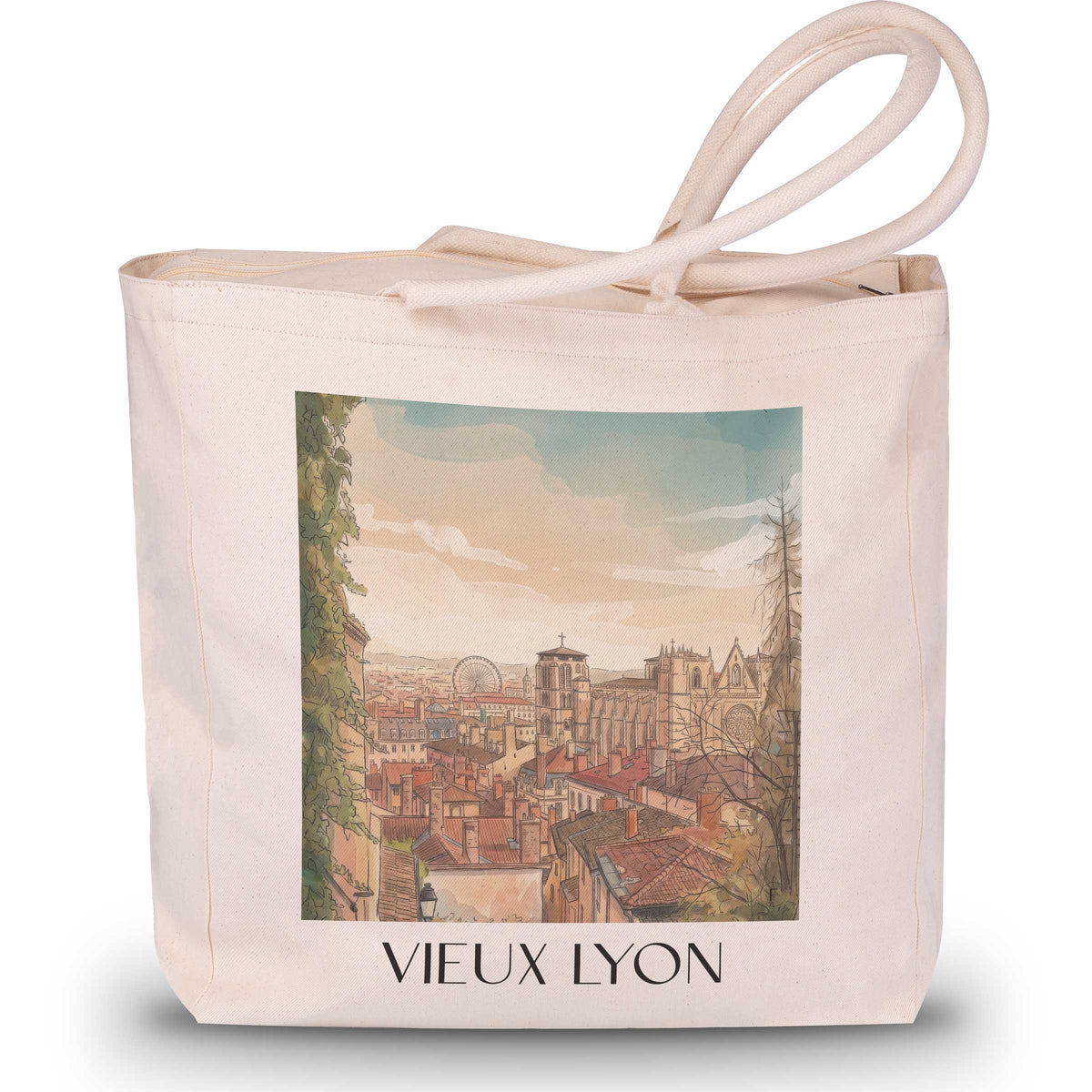 vieux-lyon-rhône-frankreich-einkaufstasche-aquarell
