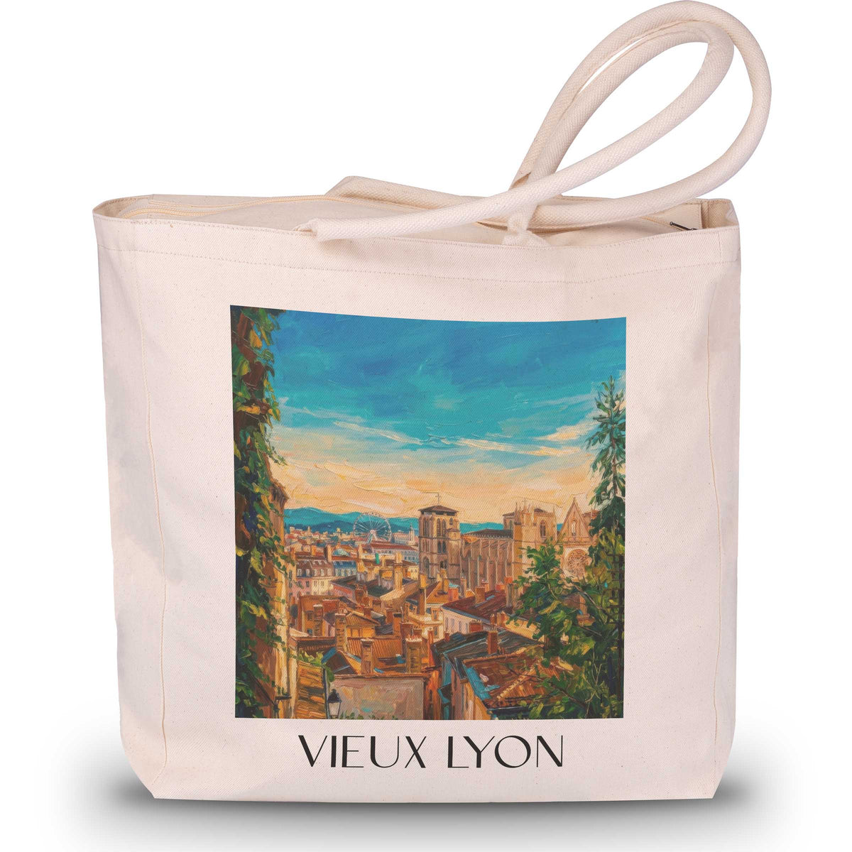 vieux-lyon-rhône-frankreich-einkaufstasche-oil-painting-oelgemaelde