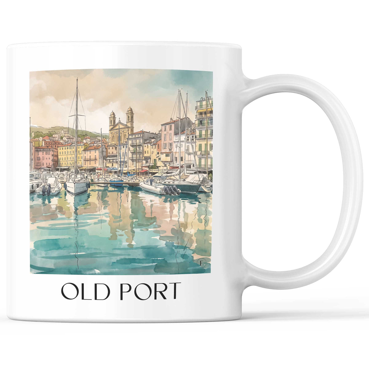 Vieux-Port Kaffeebecher - Bastia - Frankreich Becher - Kaffeetasse im Aquarell Stil