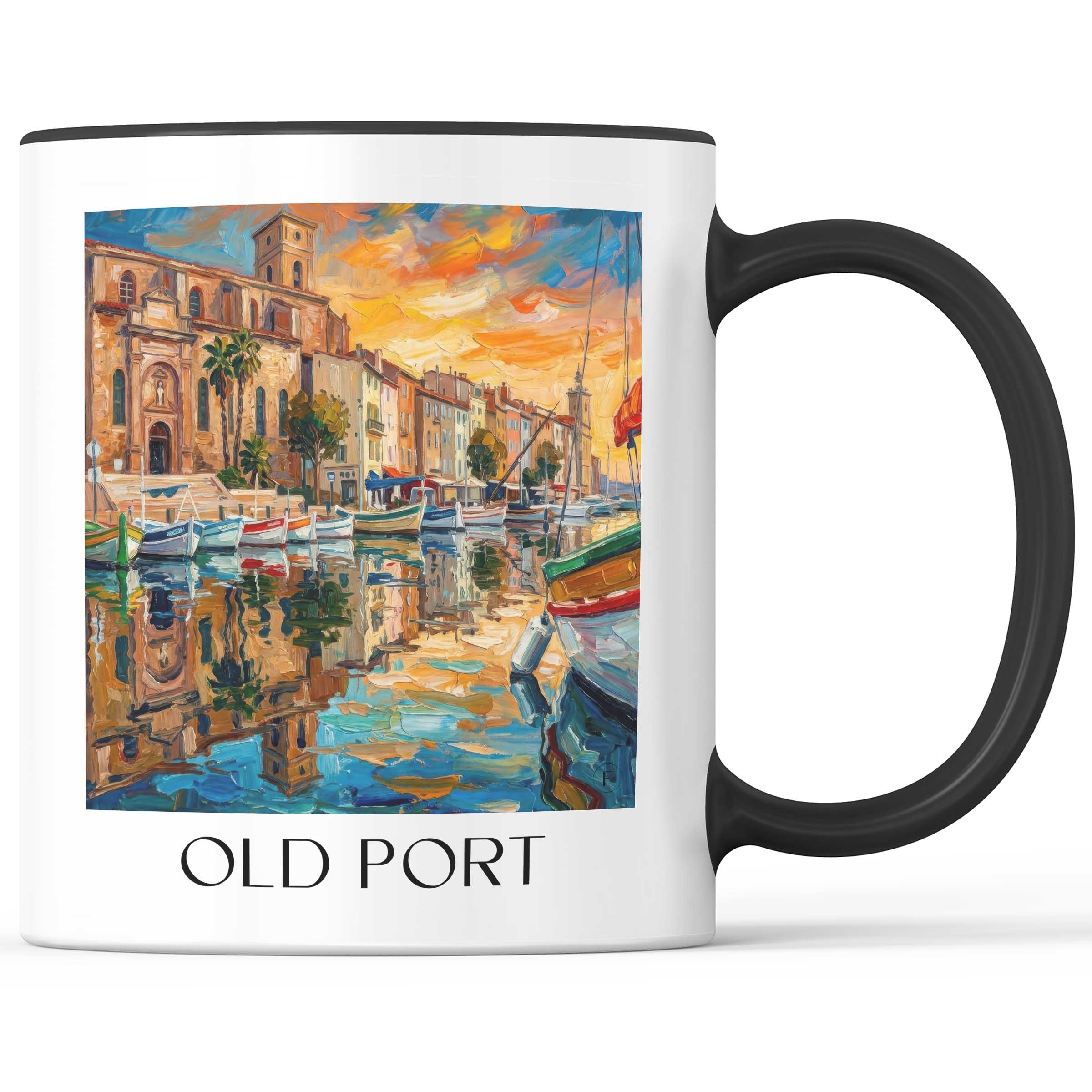 Vieux-Port Kaffeebecher - La Ciotat - Frankreich Becher - Kaffeetasse im Ölgemälde Stil - favplace