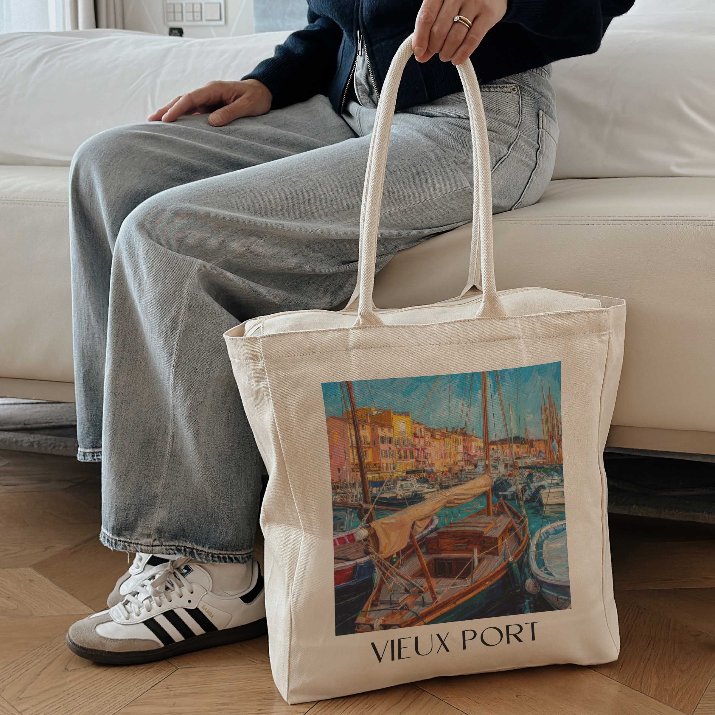 vieux-port-saint-tropez-frankreich-einkaufstasche-oil-painting-oelgemaelde