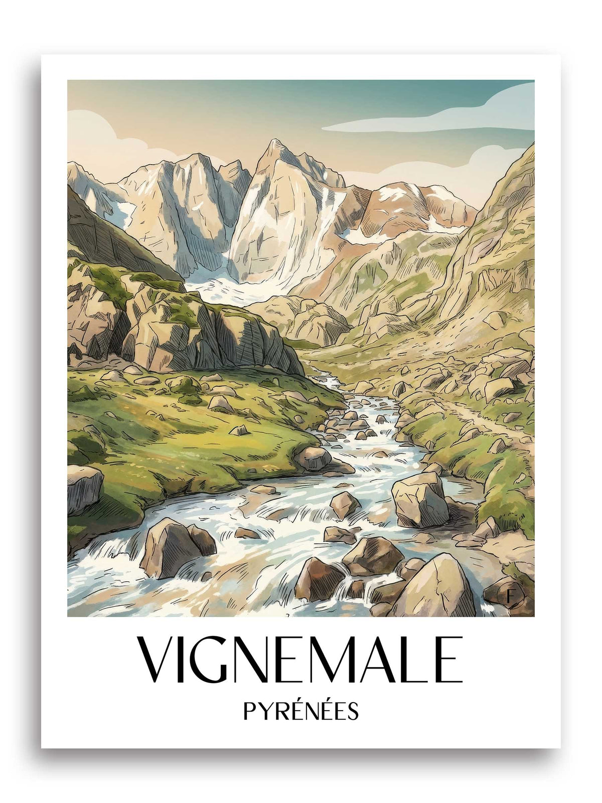 vignemale-pyrénées-frankreich-poster-aquarell