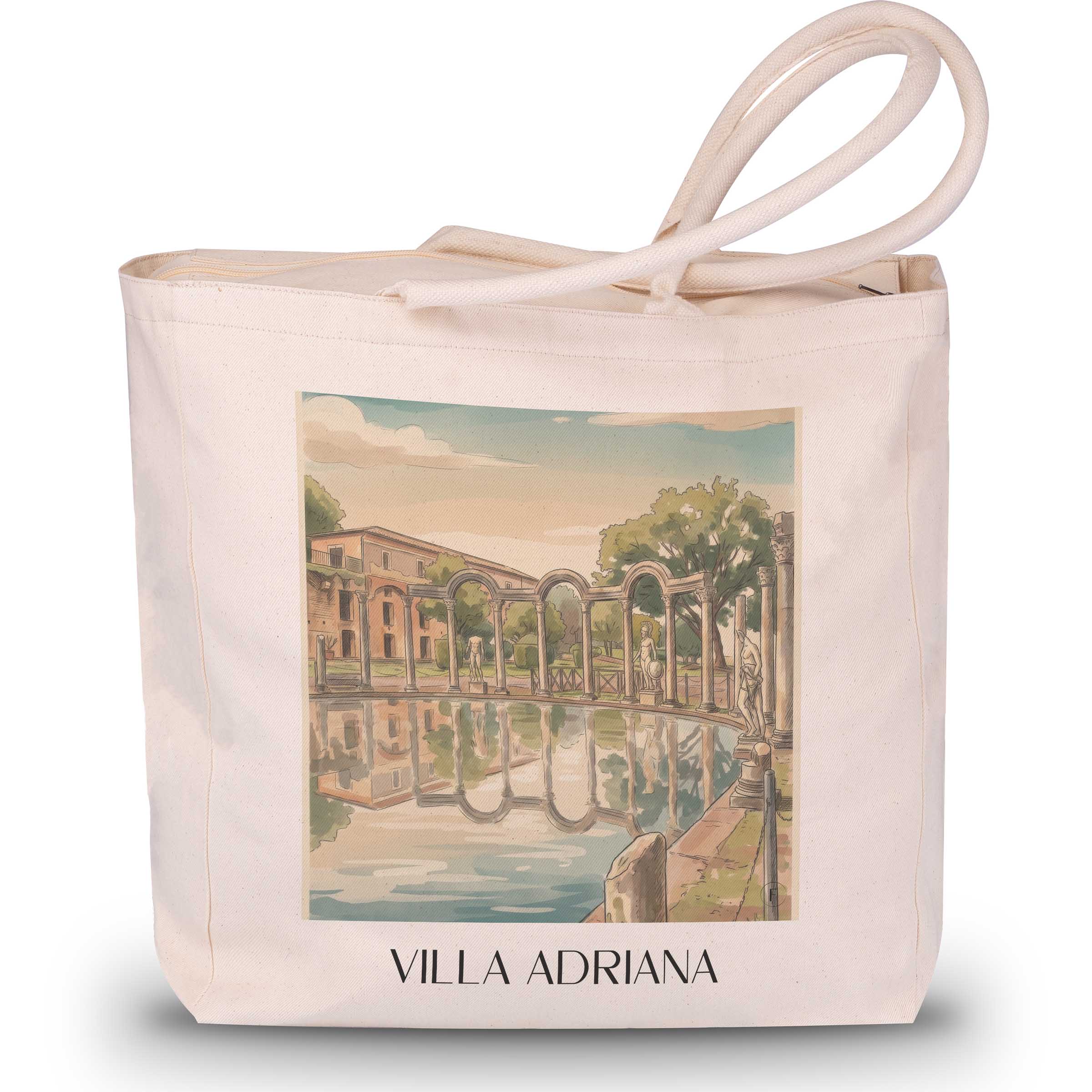 Villa Adriana Shopping Tasche - Tivoli - Italien Tote Bag - Einkaufstasche im Aquarell Stil - favplace