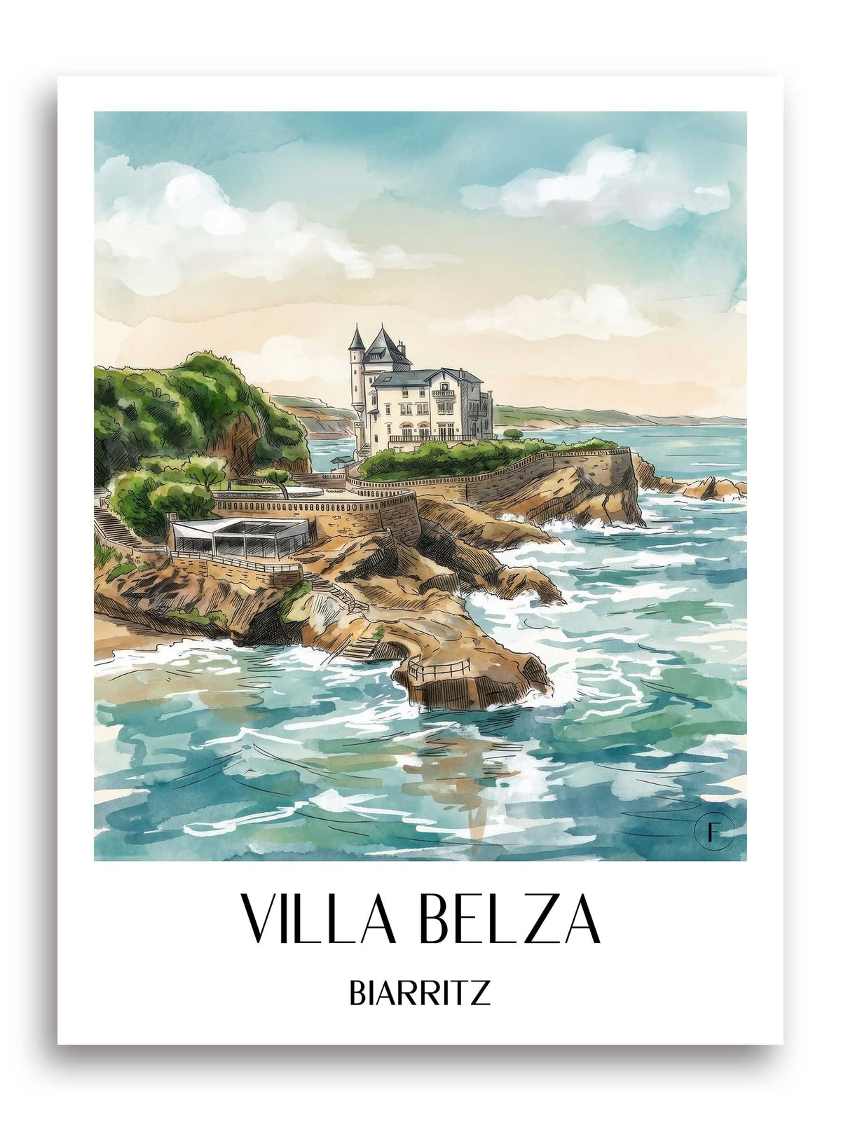 villa-belza-biarritz-frankreich-poster-aquarell