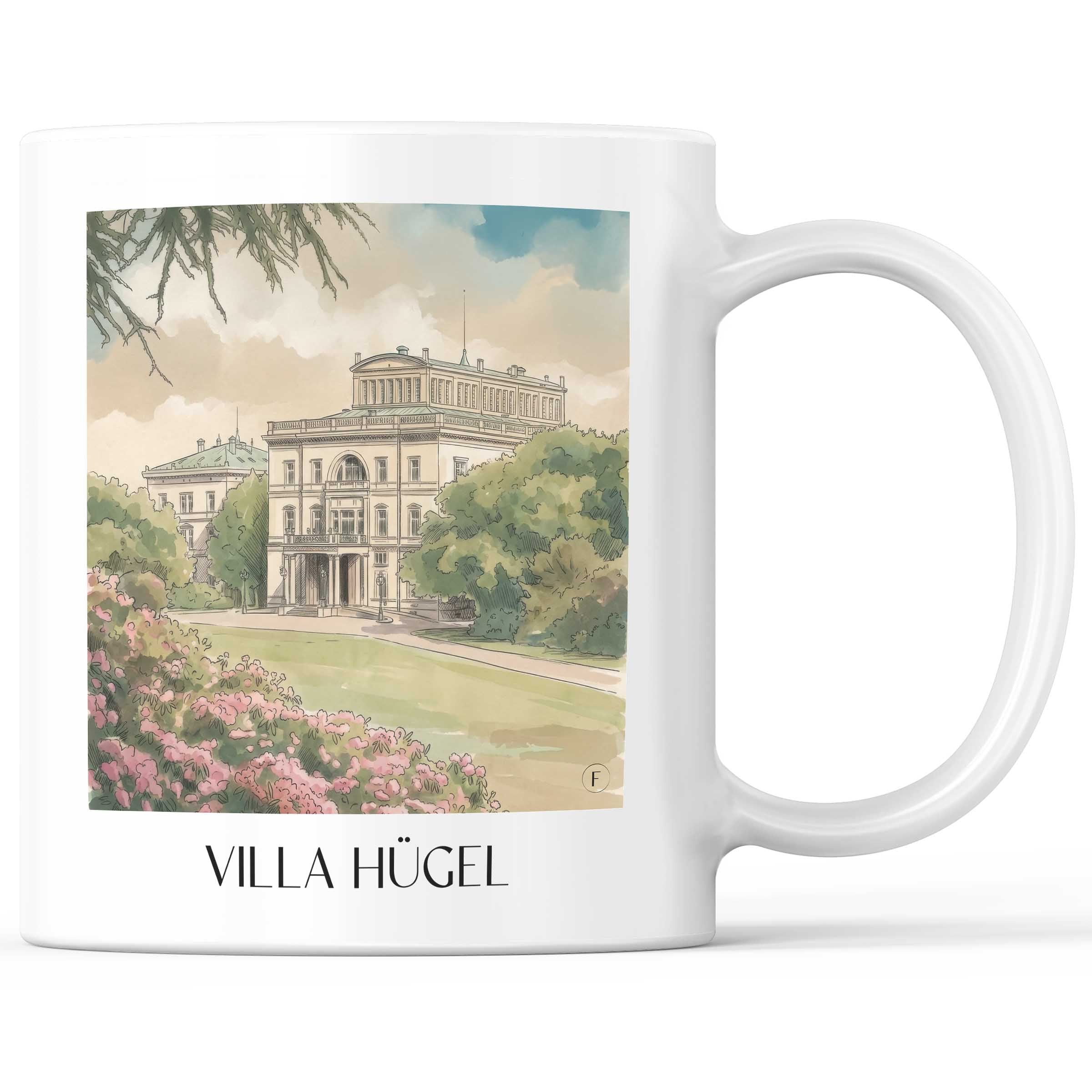 Villa Hügel Kaffeebecher - Essen - Deutschland Becher - Kaffeetasse im Aquarell Stil - favplace