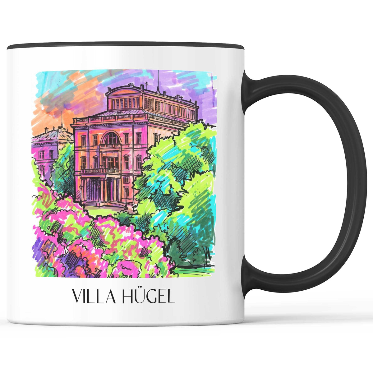 Villa Hügel Kaffeebecher - Essen - Deutschland Becher - Kaffeetasse im Tag Graffiti Stil - favplace