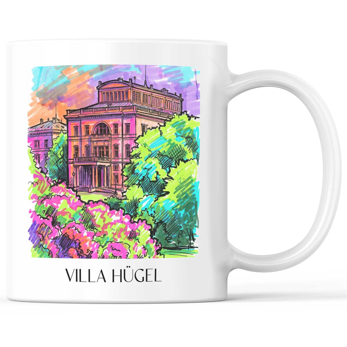 Villa Hügel Kaffeebecher - Essen - Deutschland Becher - Kaffeetasse im Tag Graffiti Stil - favplace