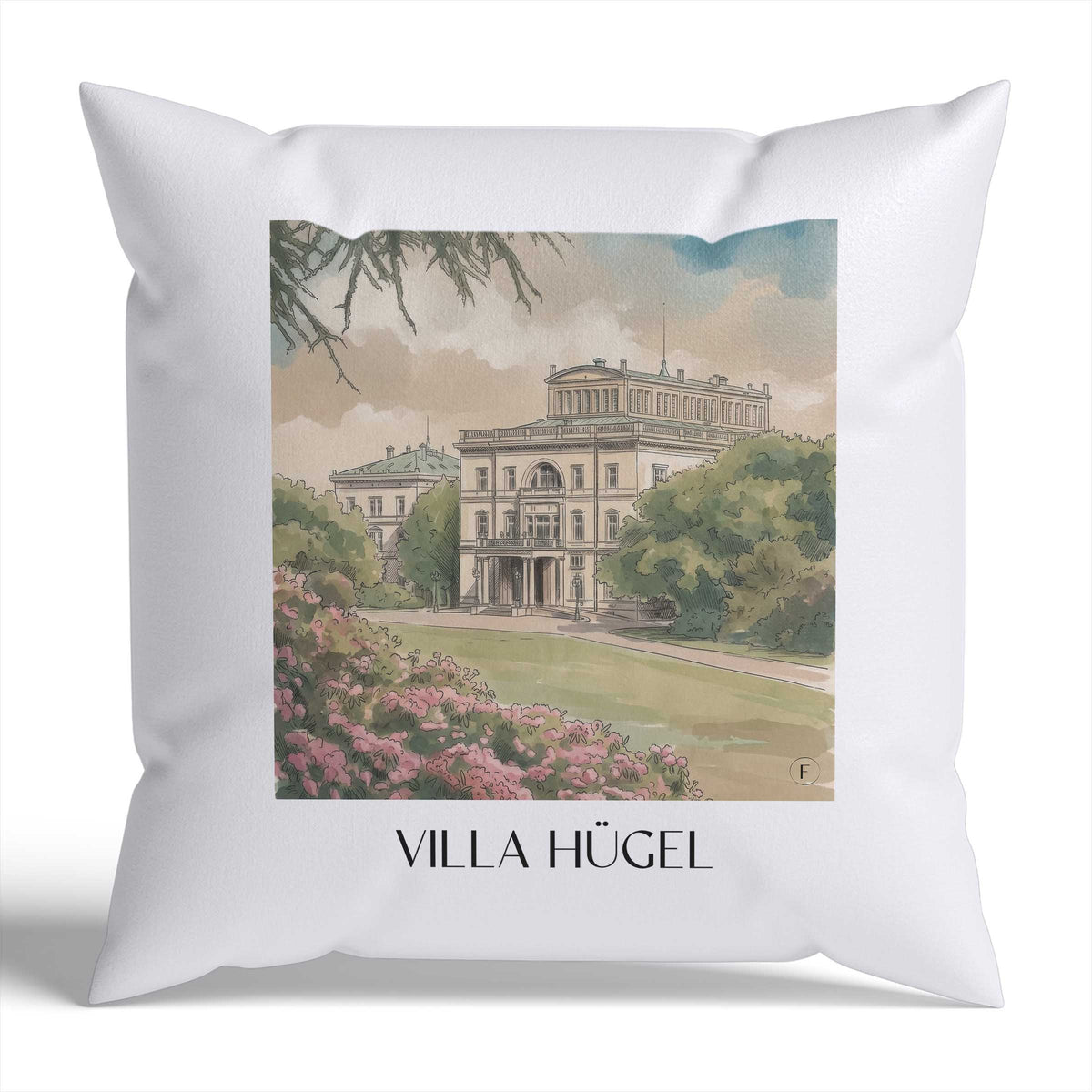 villa-hügel-essen-deutschland-kissenbezug-aquarell