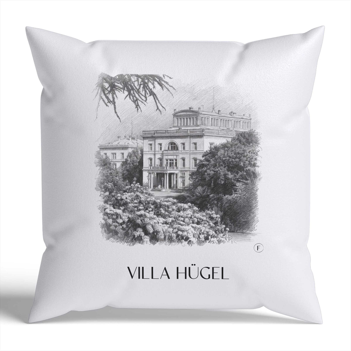 Villa Hügel Kissenhülle - Zierkissen Bezug - Essen - Deutschland Kissen bzw. Kissenbezug im Zeichnung Stil - favplace