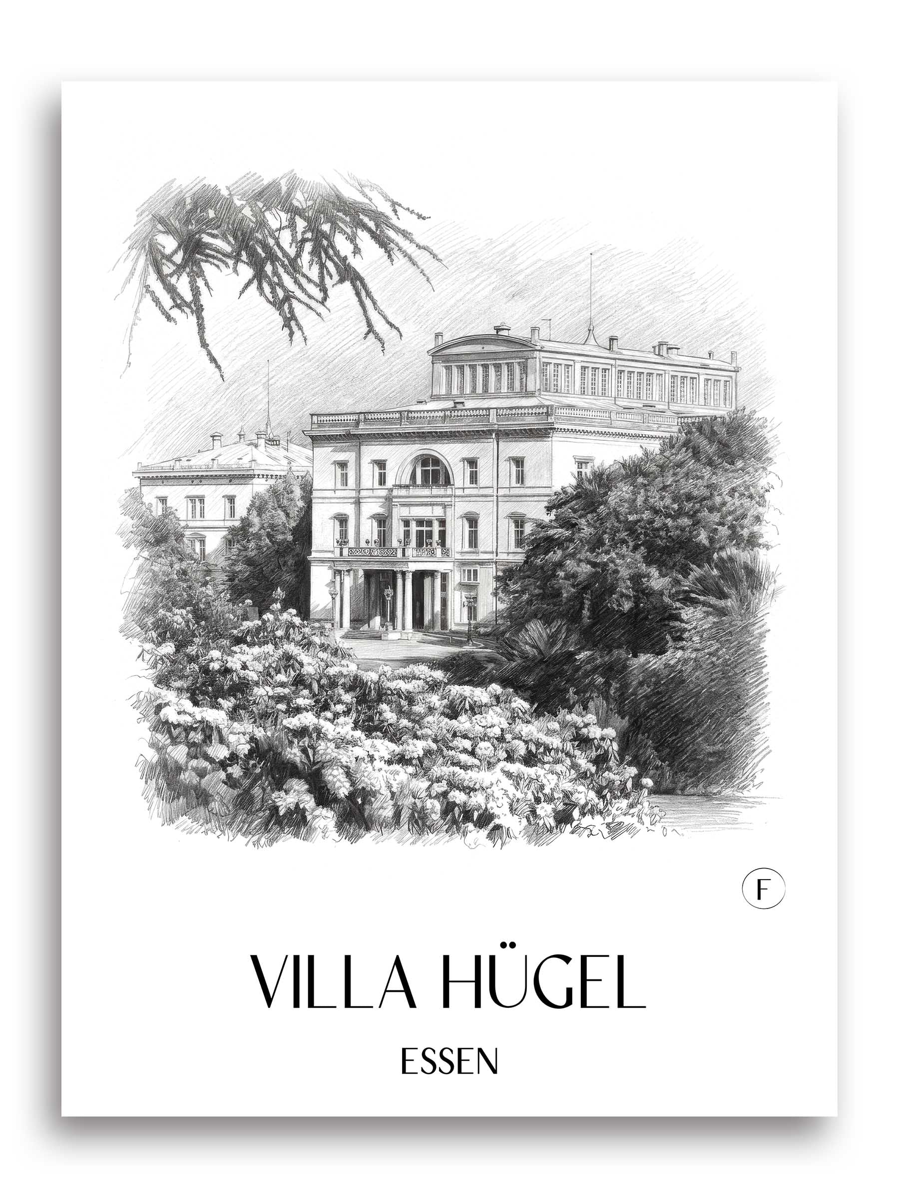 villa-hügel-essen-deutschland-poster-bleistift-zeichnung-drawing