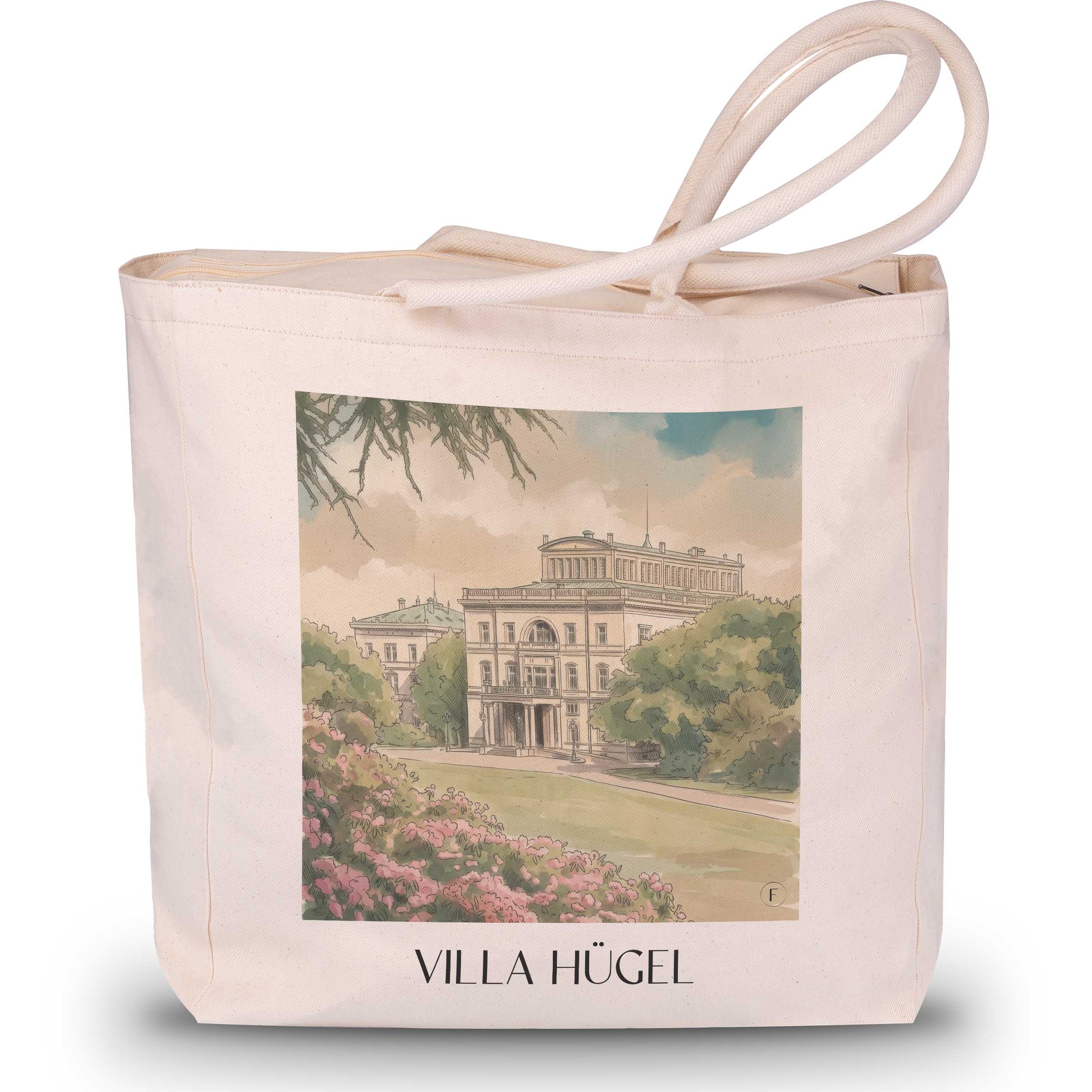 Villa Hügel Shopping Tasche - Essen - Deutschland Tote Bag - Einkaufstasche im Aquarell Stil - favplace