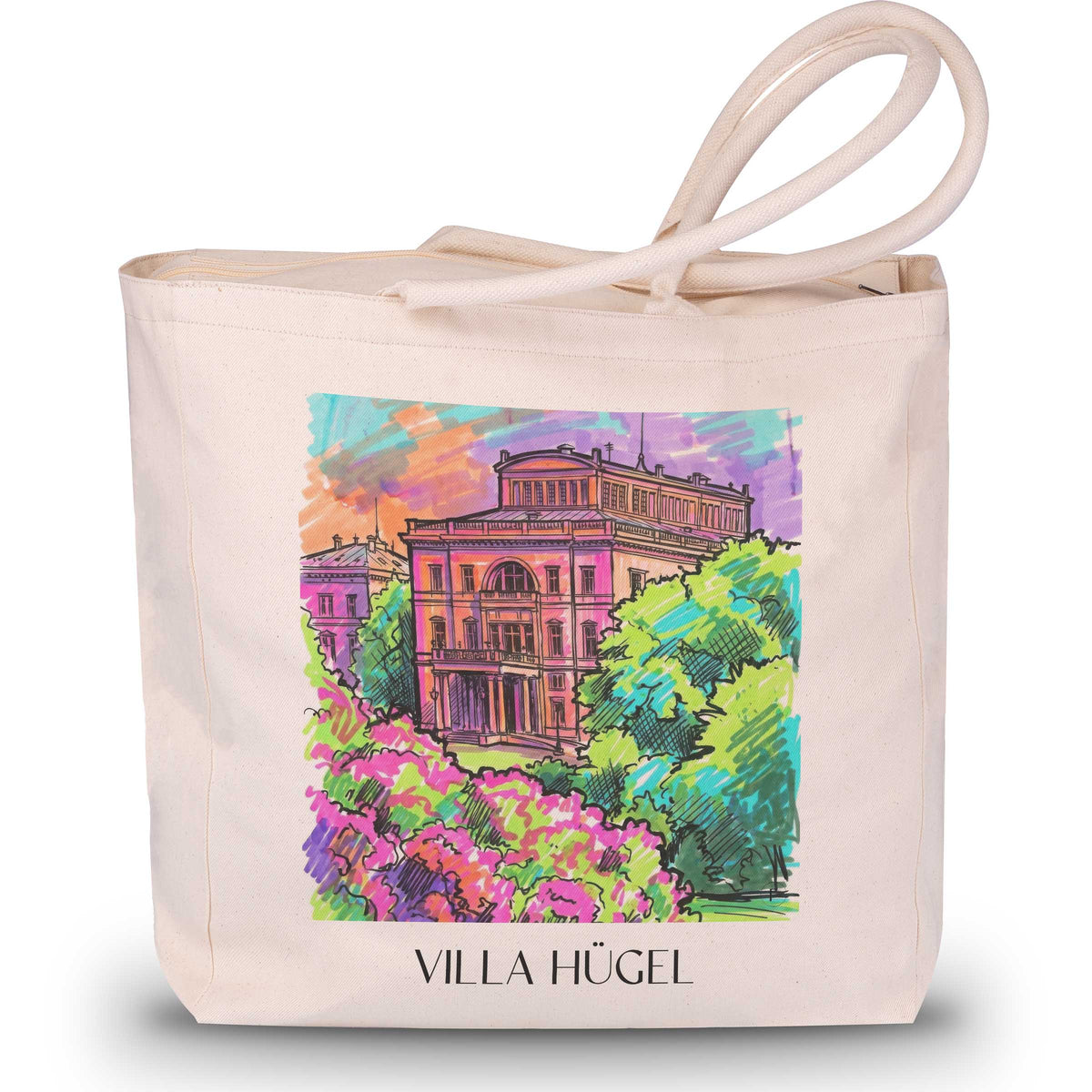 Villa Hügel Shopping Tasche - Essen - Deutschland Tote Bag - Einkaufstasche im Tag Graffiti Stil - favplace