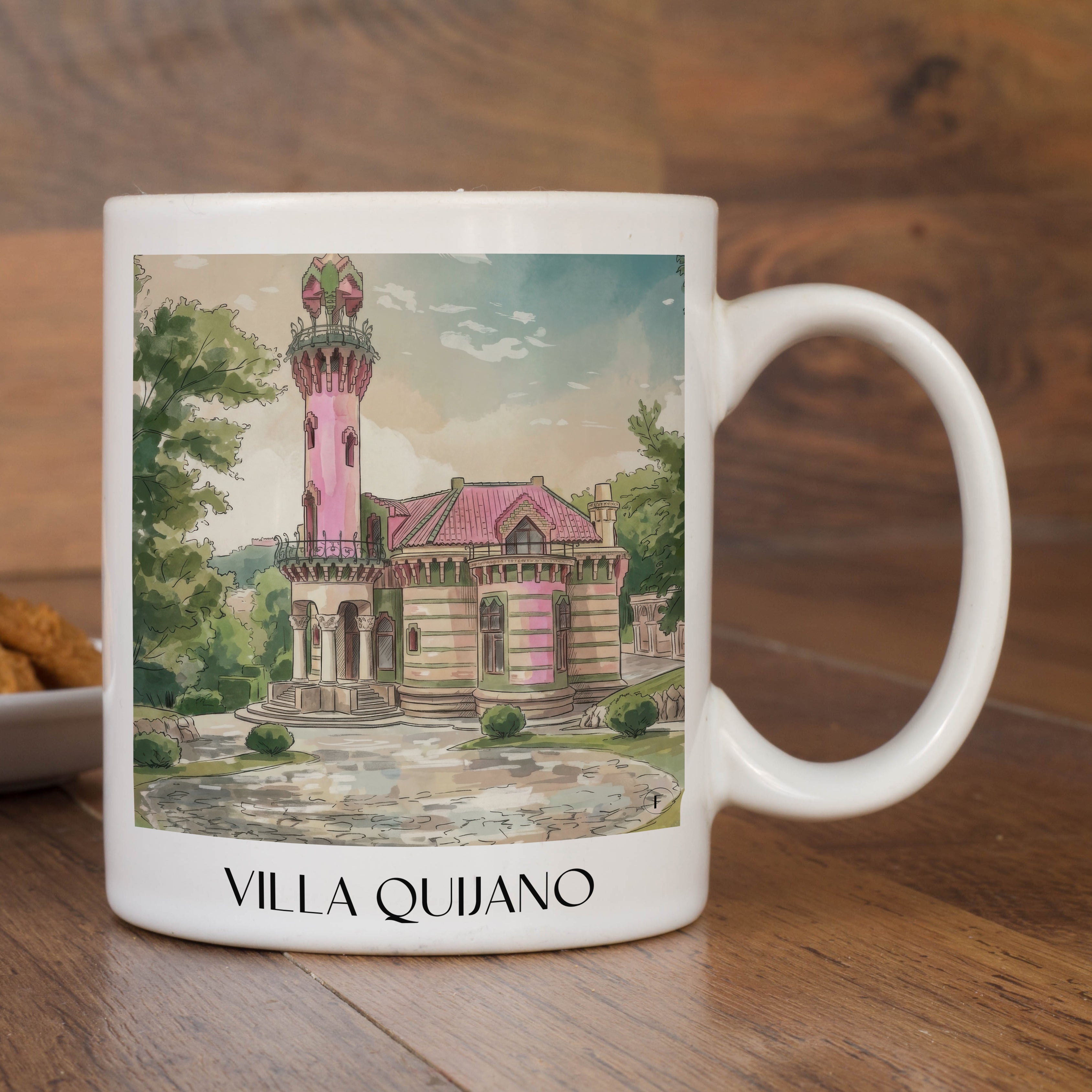 villa-quijano-comillas-spanien-kaffeebecher-aquarell-pink-rosa