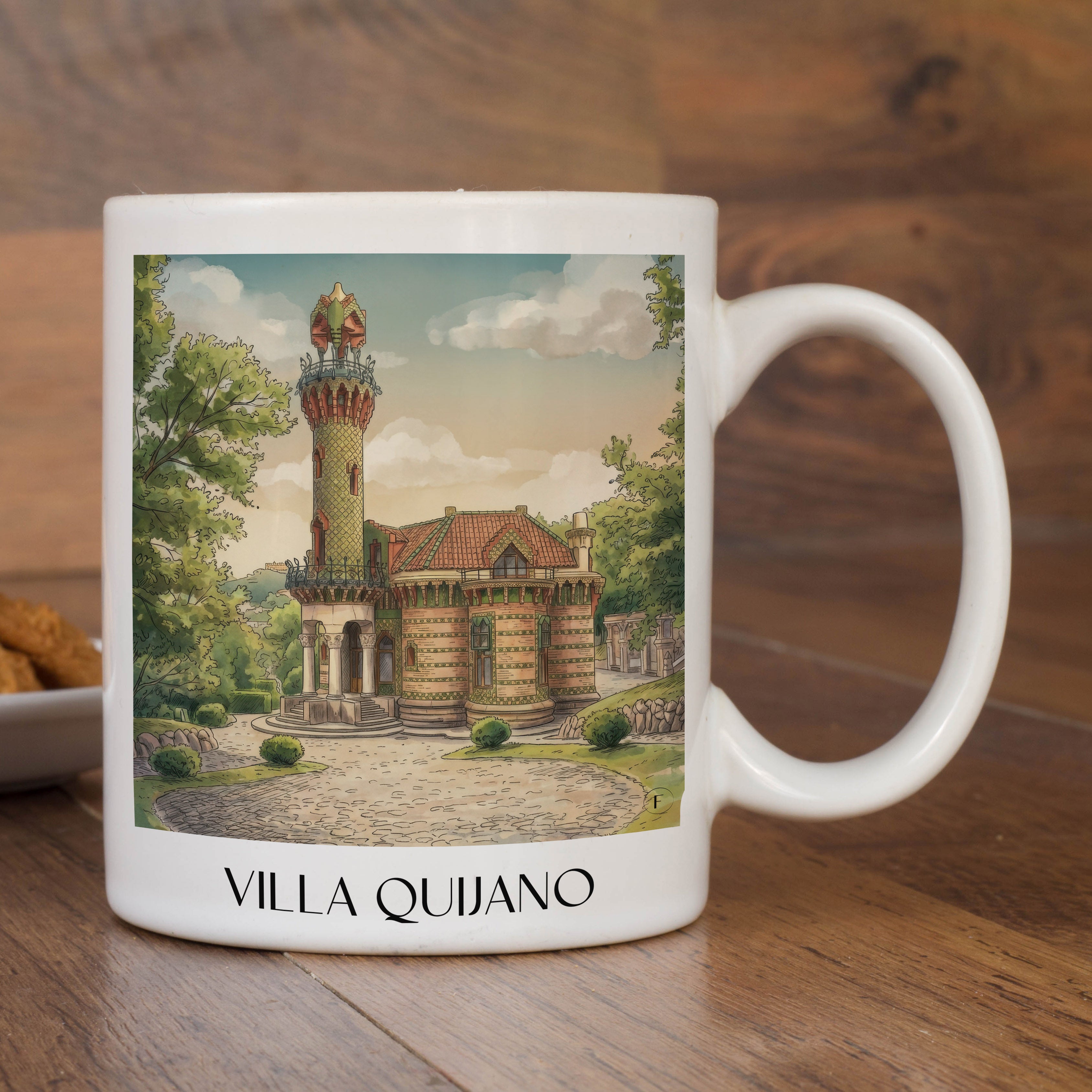 villa-quijano-comillas-spanien-kaffeebecher-aquarell