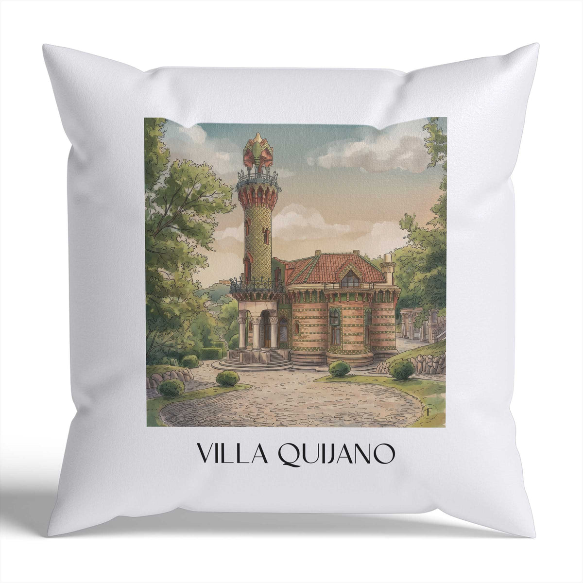 villa-quijano-comillas-spanien-kissenbezug-aquarell