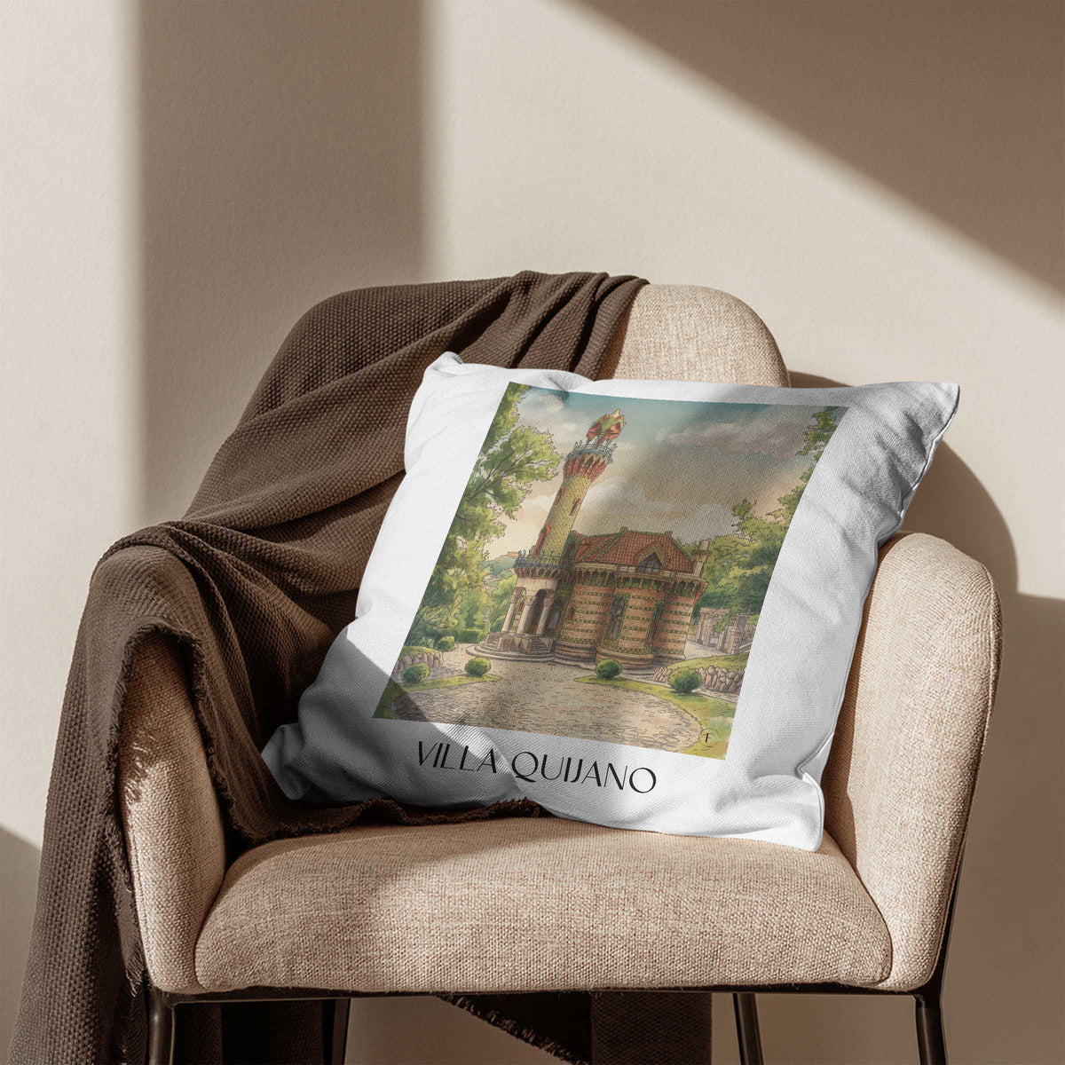 villa-quijano-comillas-spanien-kissenbezug-aquarell