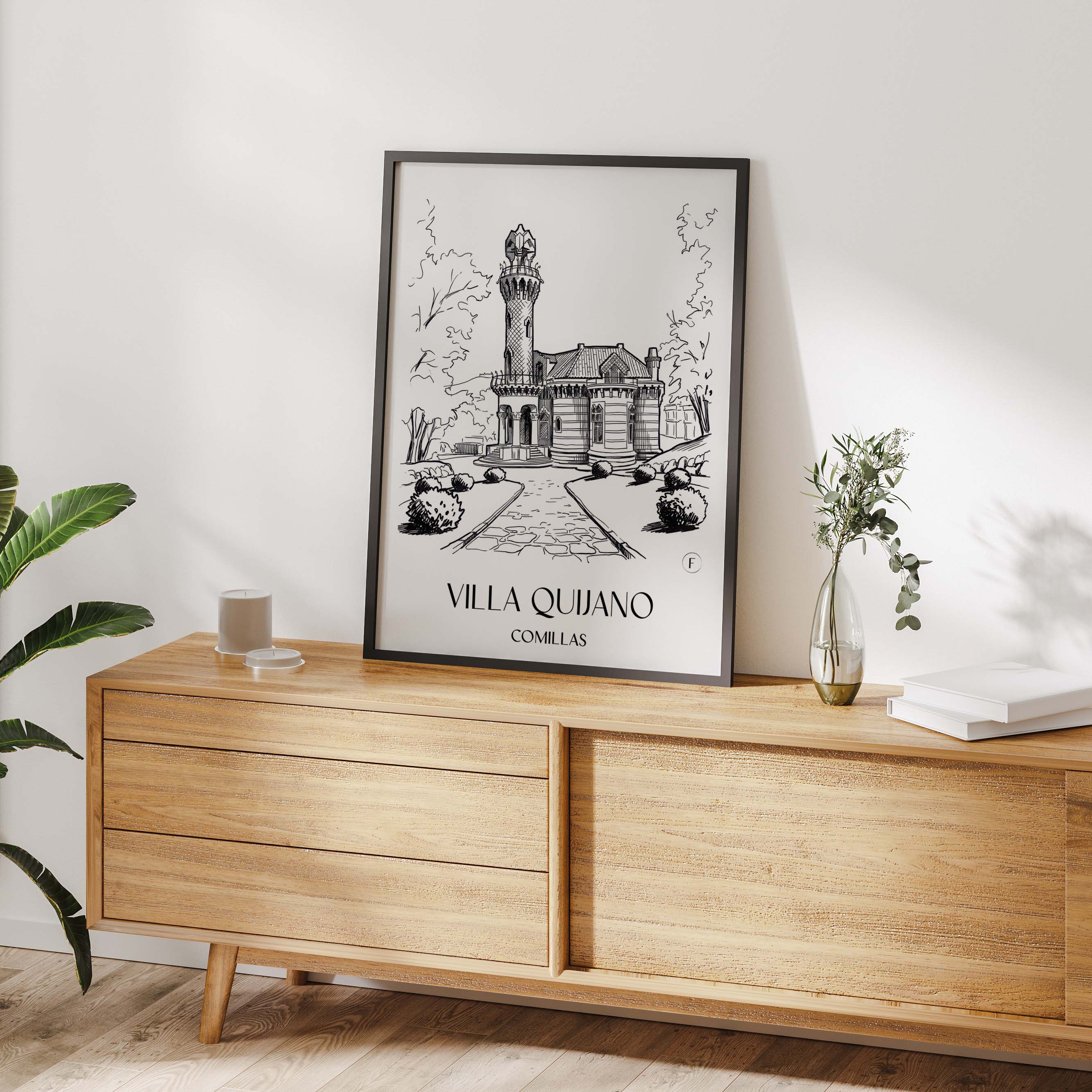 villa-quijano-comillas-spanien-poster-skizze