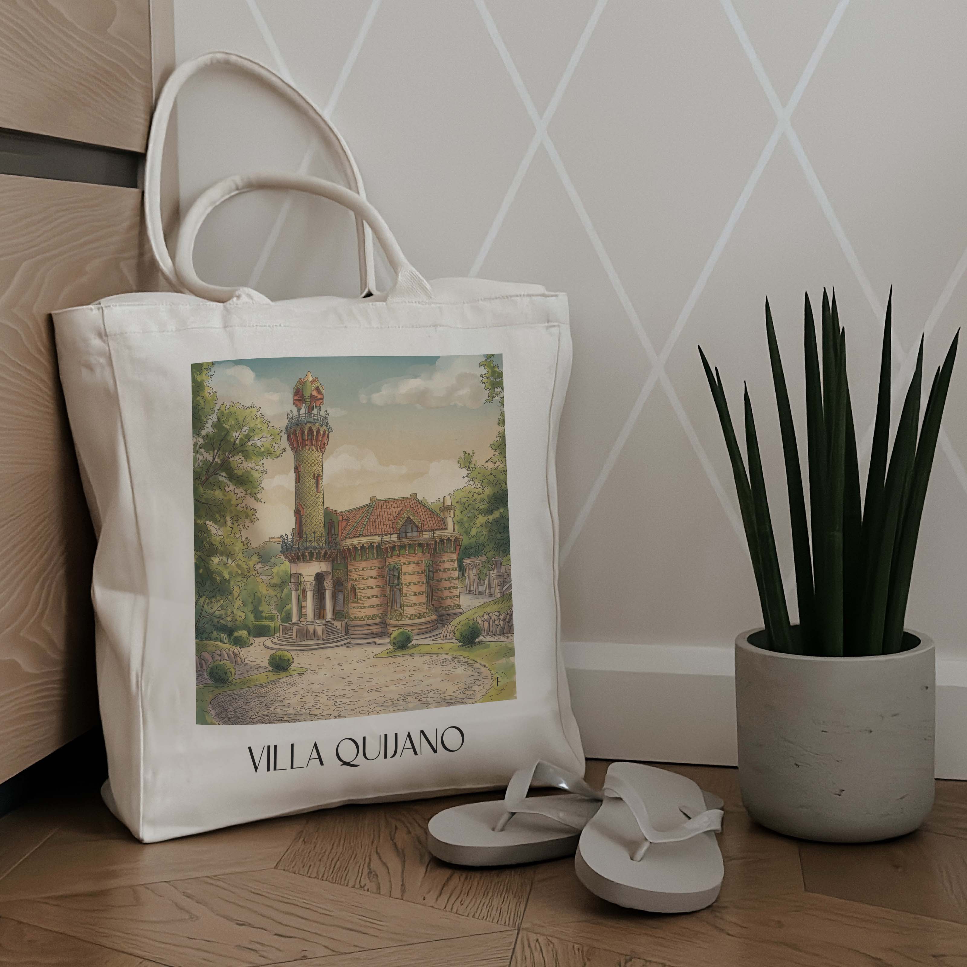 villa-quijano-comillas-spanien-einkaufstasche-aquarell