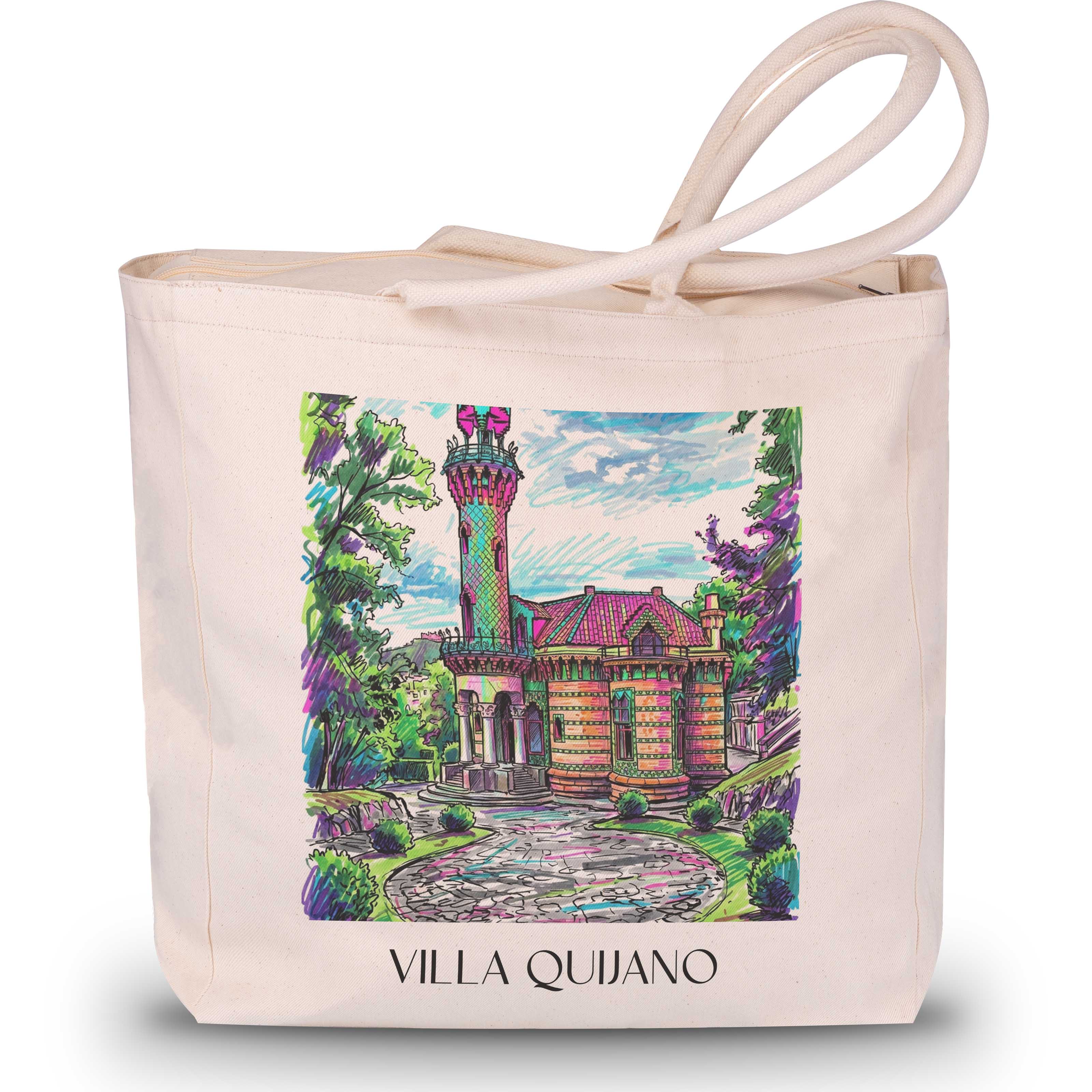 Villa Quijano Shopping Tasche - Comillas - Spanien Tote Bag - Einkaufstasche im Tag Graffiti Stil - favplace