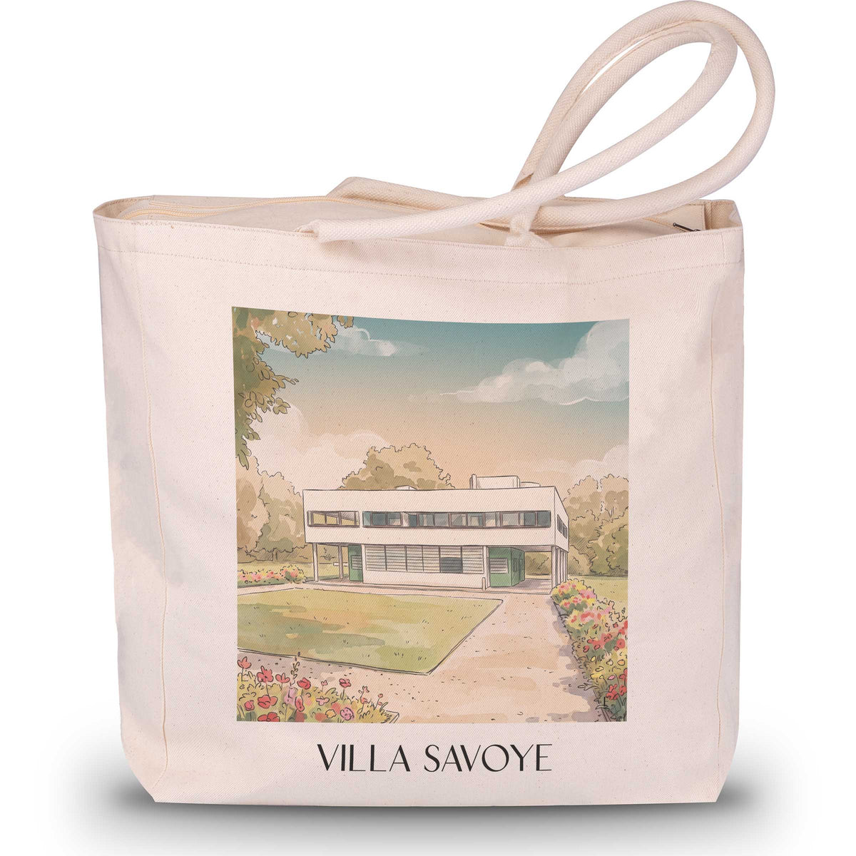villa-savoye-poissy-frankreich-einkaufstasche-aquarell