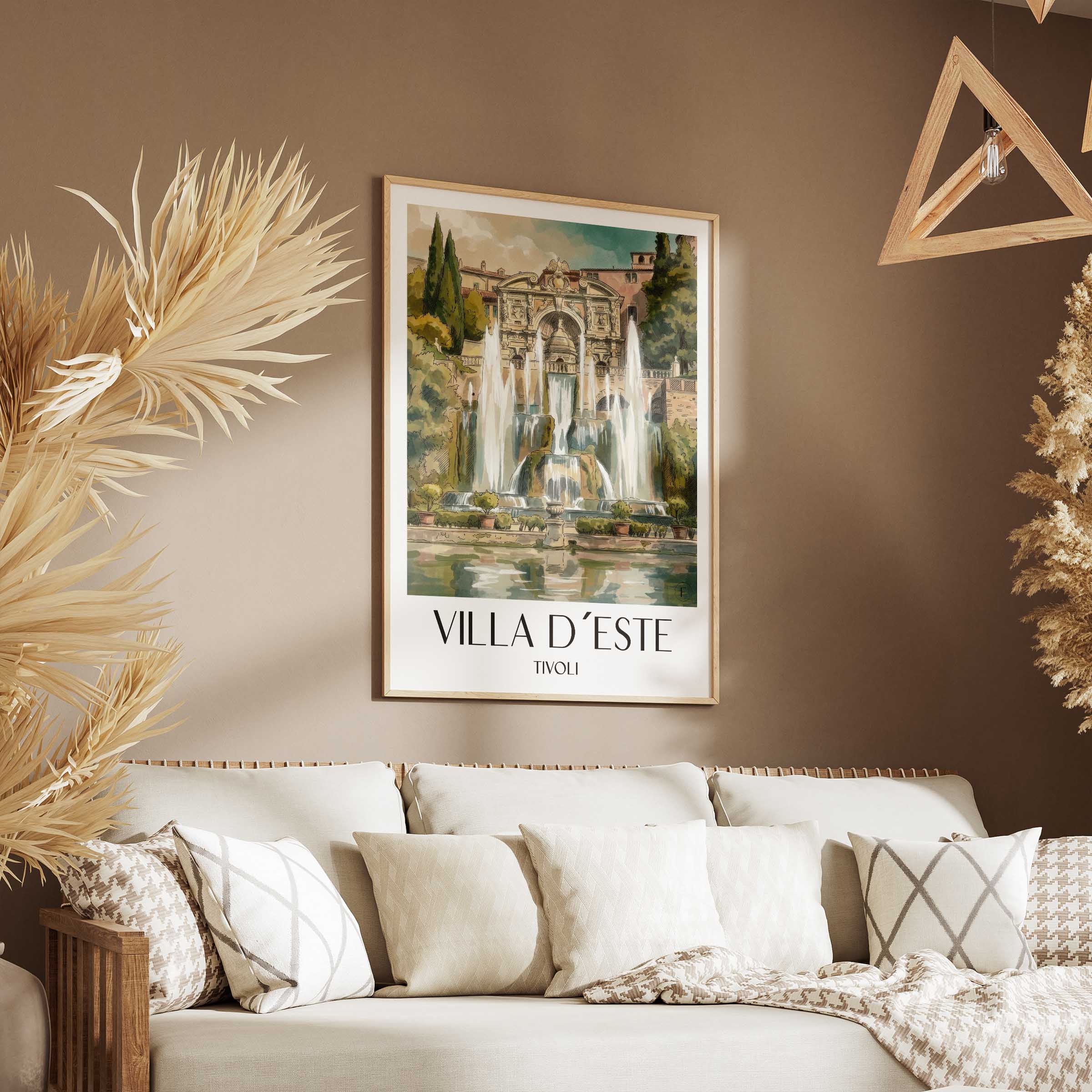 villa-d´este-tivoli-italien-poster-aquarell