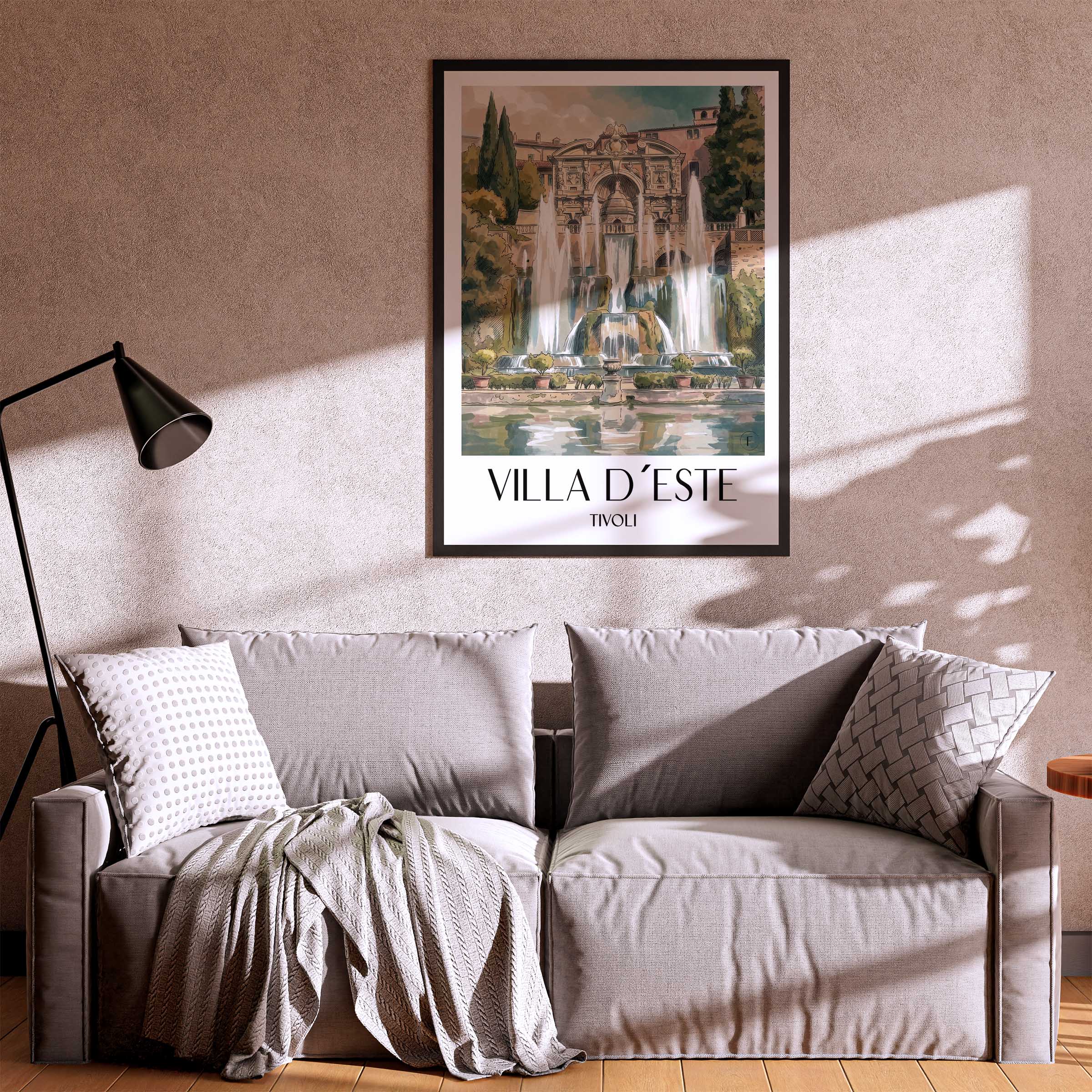 villa-d´este-tivoli-italien-poster-aquarell