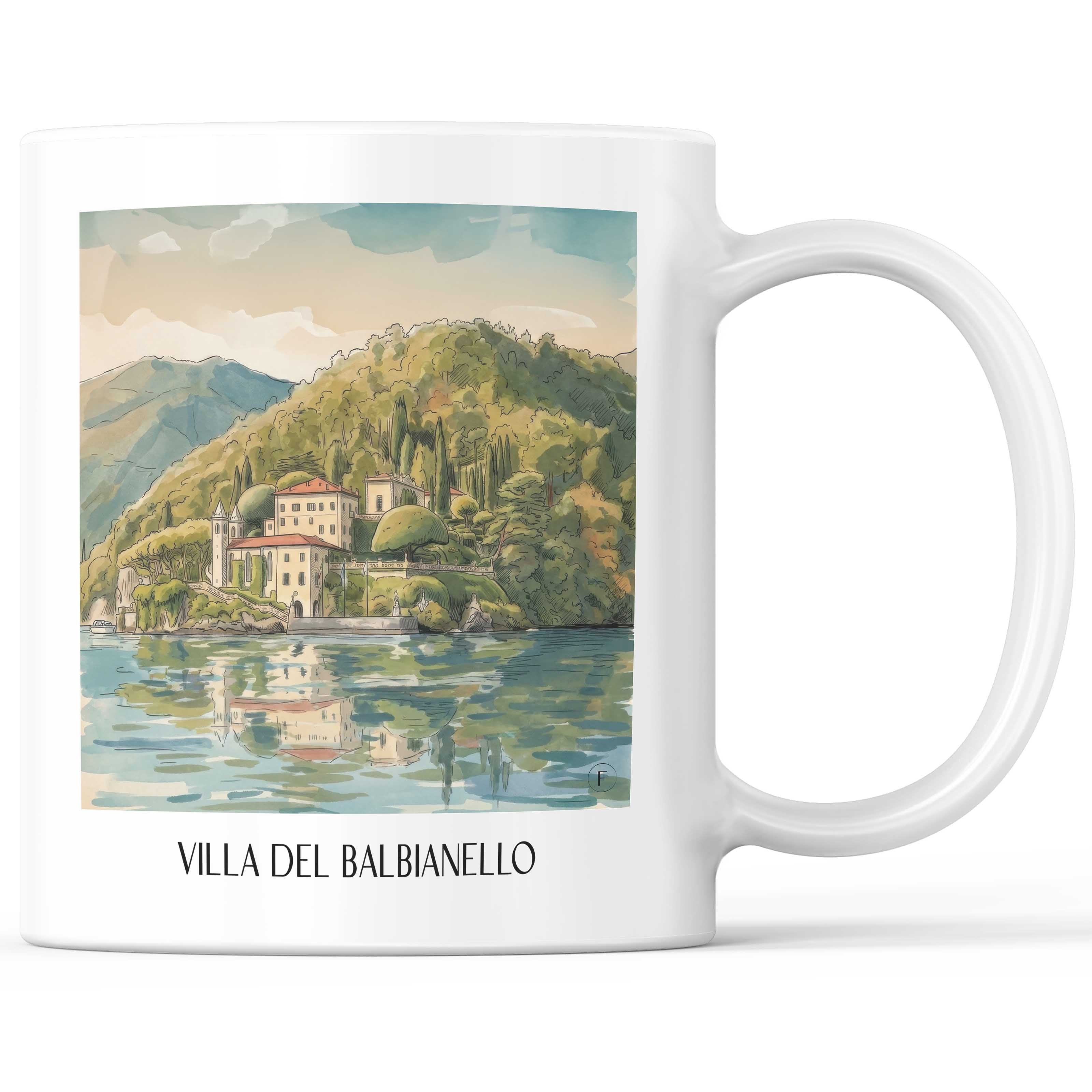 Villa del Balbianello Kaffeebecher - Comer See - Italien Becher - Kaffeetasse im Aquarell Stil - favplace