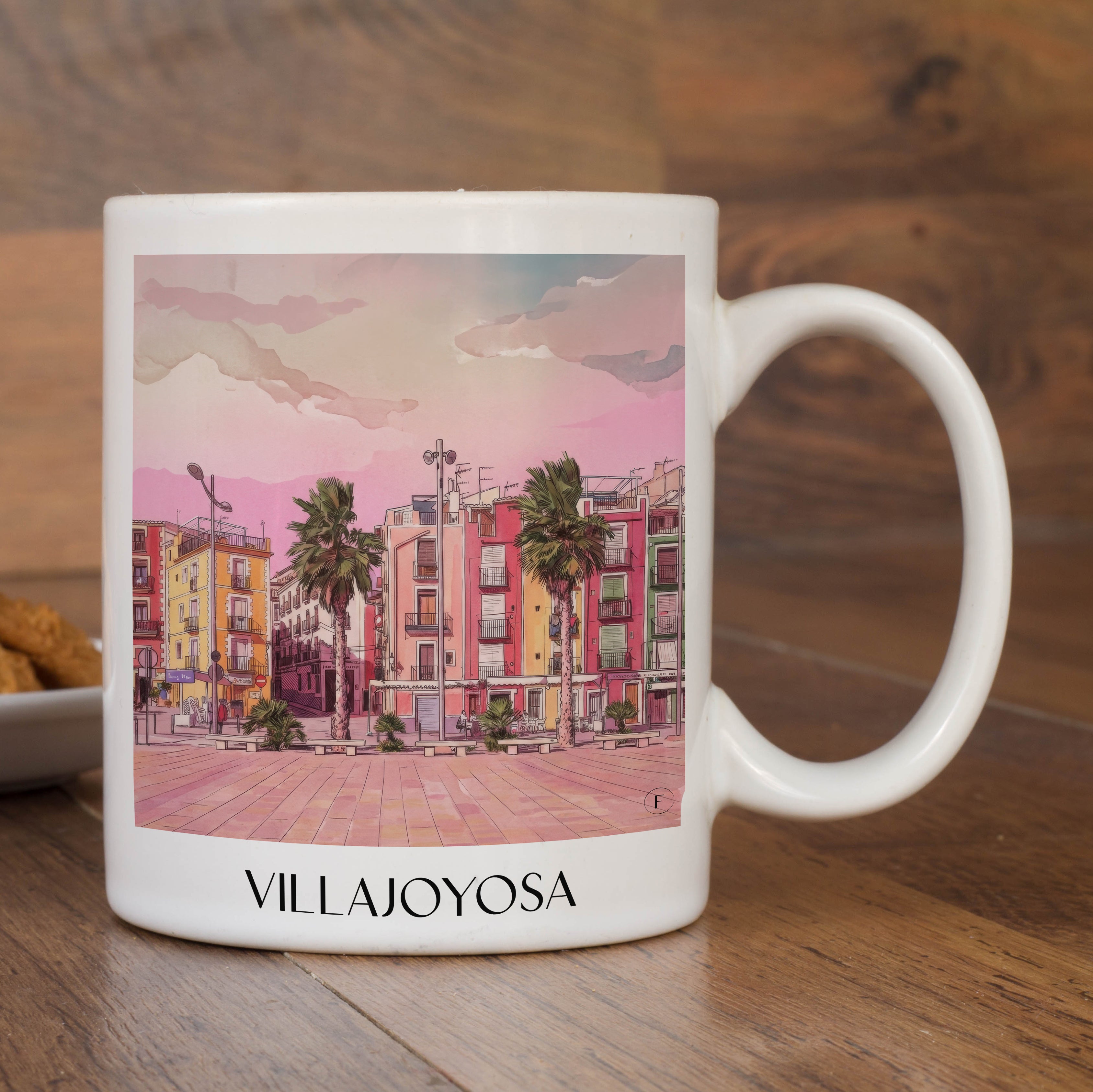 villajoyosa-spanien-spanien-kaffeebecher-aquarell-pink-rosa