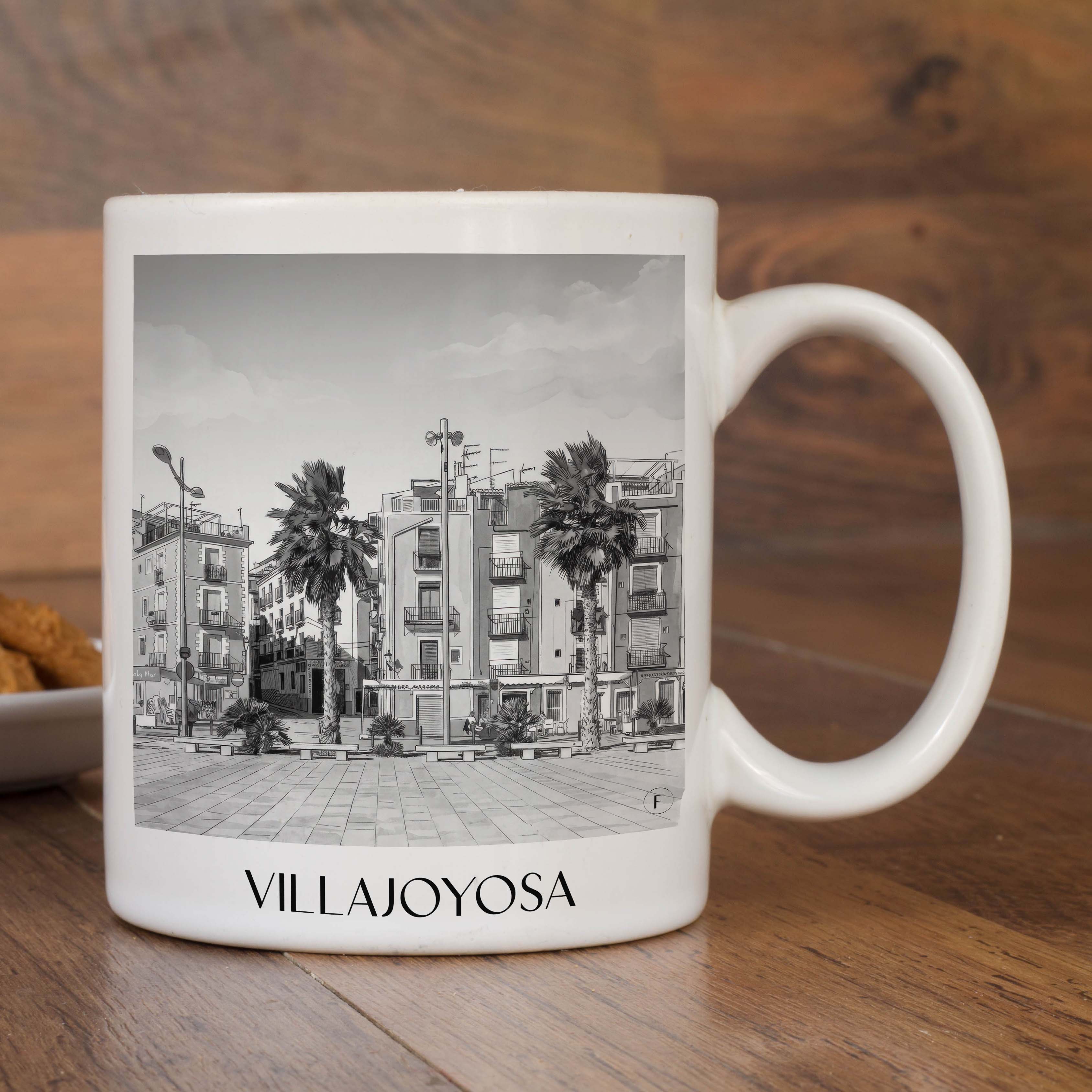 villajoyosa-spanien-spanien-kaffeebecher-aquarell-schwarz-weiss