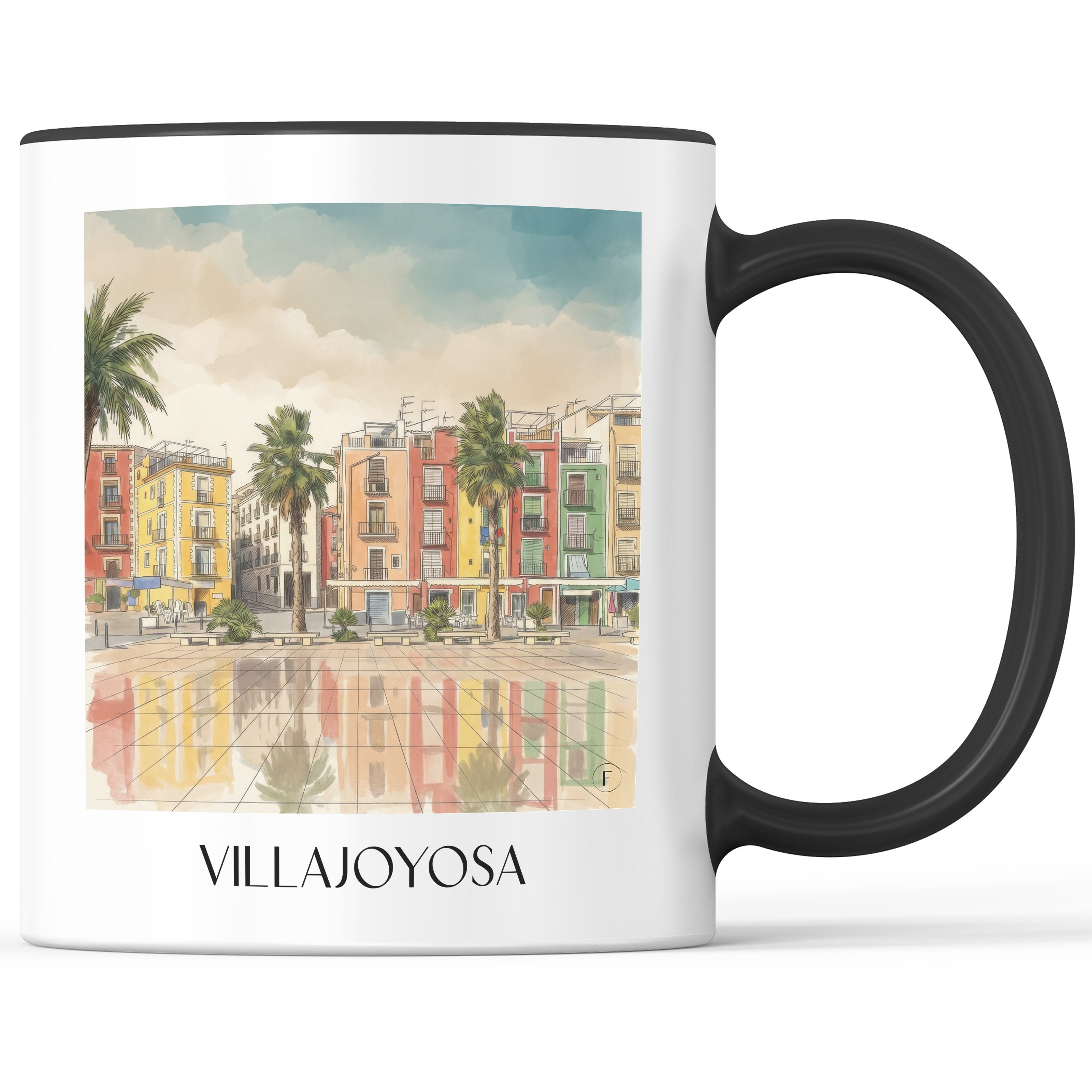 villajoyosa-spanien-spanien-kaffeebecher-aquarell