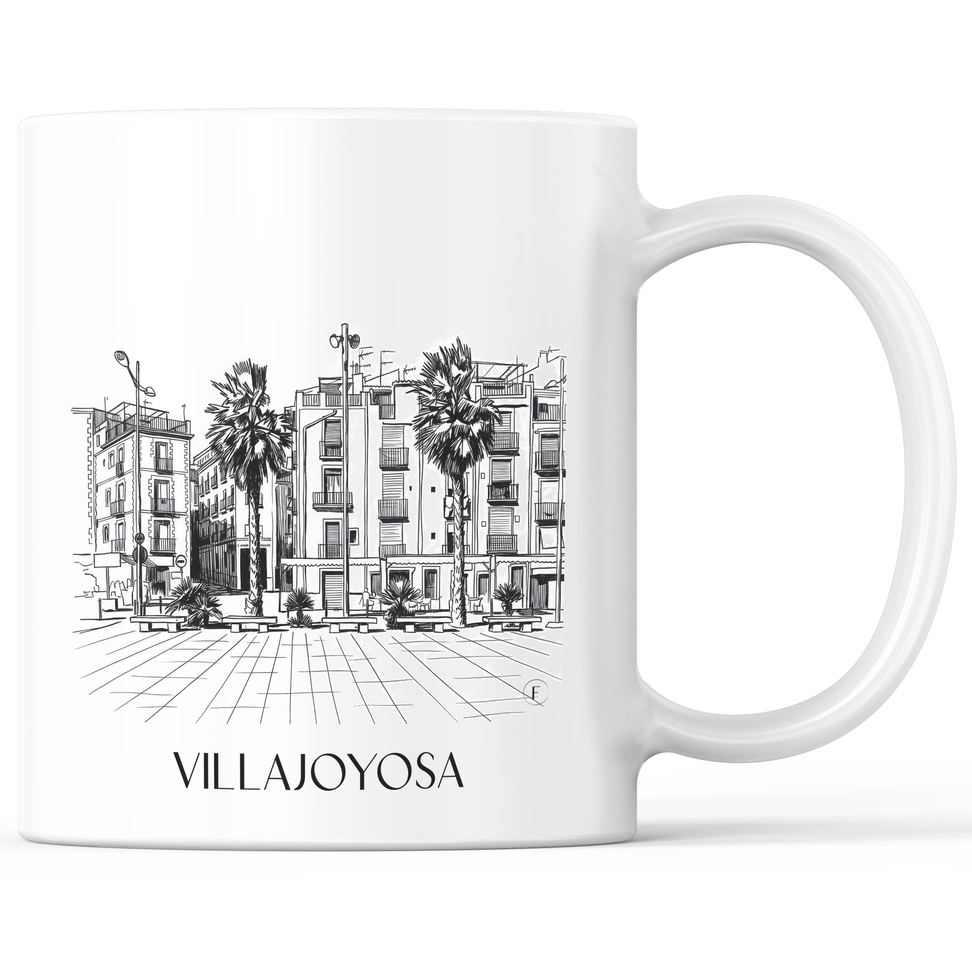 Villajoyosa Kaffeebecher - Spanien - Spanien Becher - Kaffeetasse im Skizze Stil - favplace